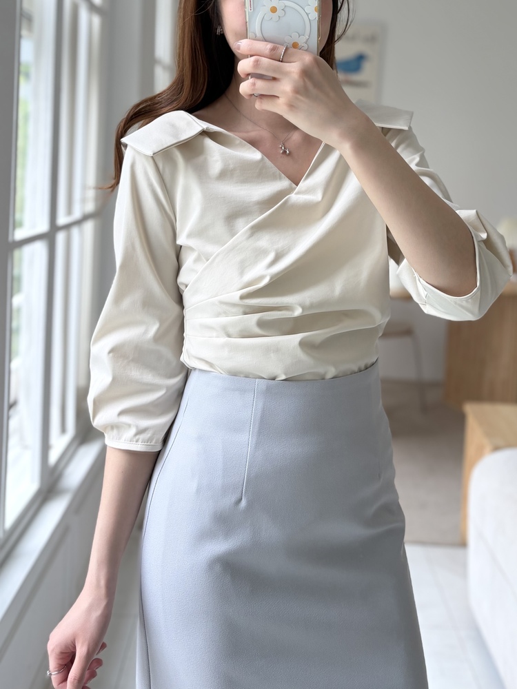 Leonie Tailored Midi Skirt (Misty Blue)