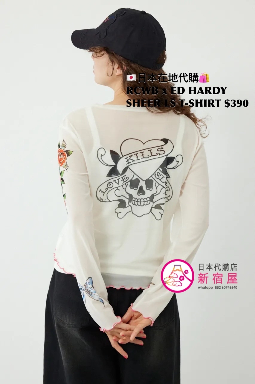 RODEO CROWNS WIDE BOWL x ED HARDY SHEER L/S T-SHIRT