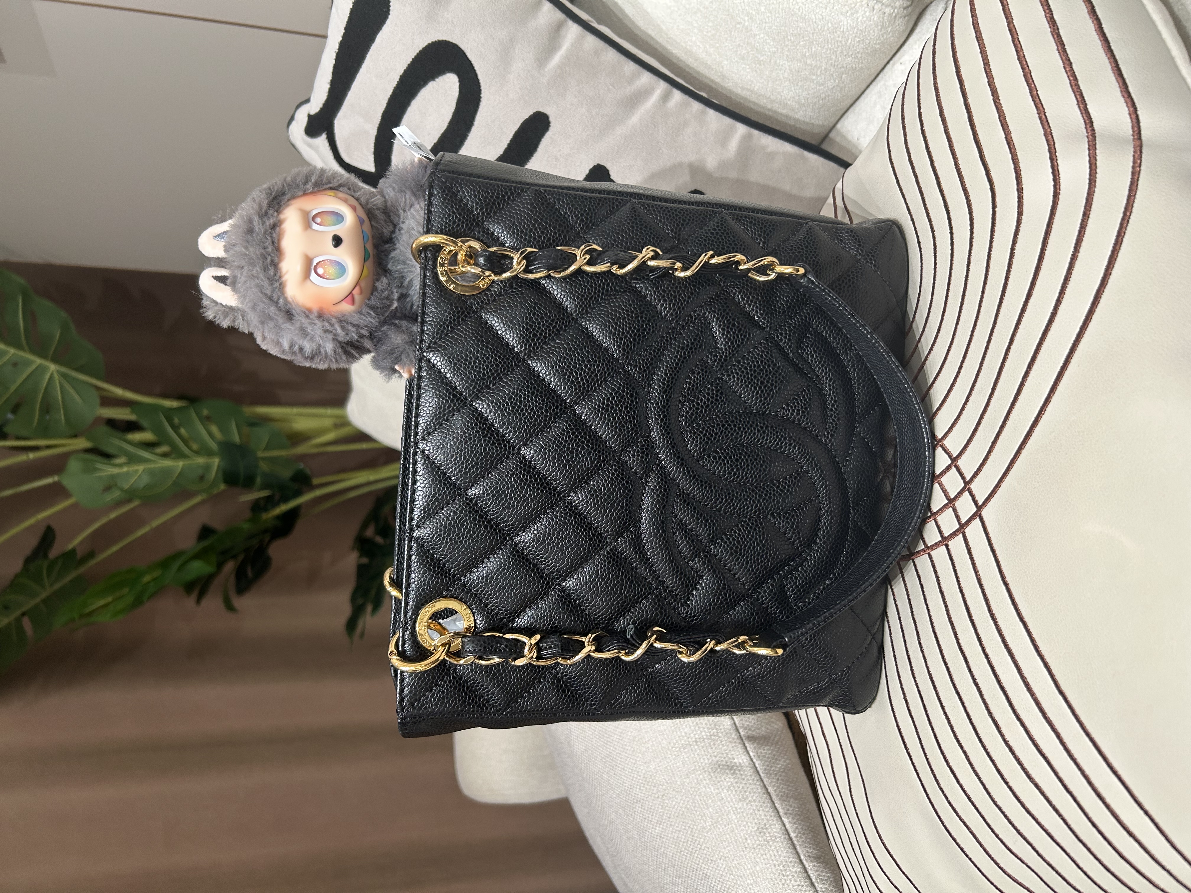 Chanel PST Tote Bag 黑色荔枝牛皮金鏈 100%Authentic, 95%New ✅19Card✅Dust bag
