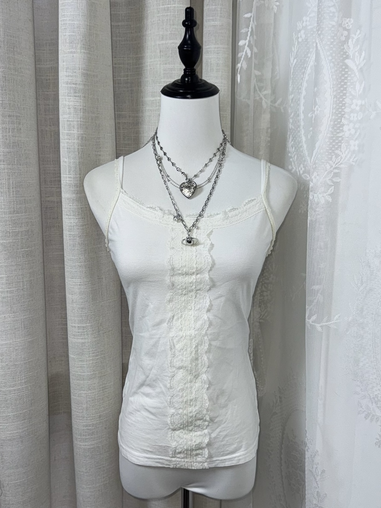 Balletcore French Style Lace-Front Ribbed Camisole