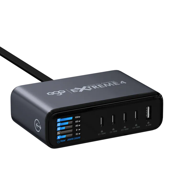 原裝行貨 一年保養 ego 5 ports Gan charger 200W EXTREME 4  充電器  USB 快速充電器  快充火牛