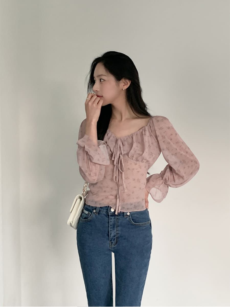 【溫柔感滿滿】法式雪紡碎花上衣
