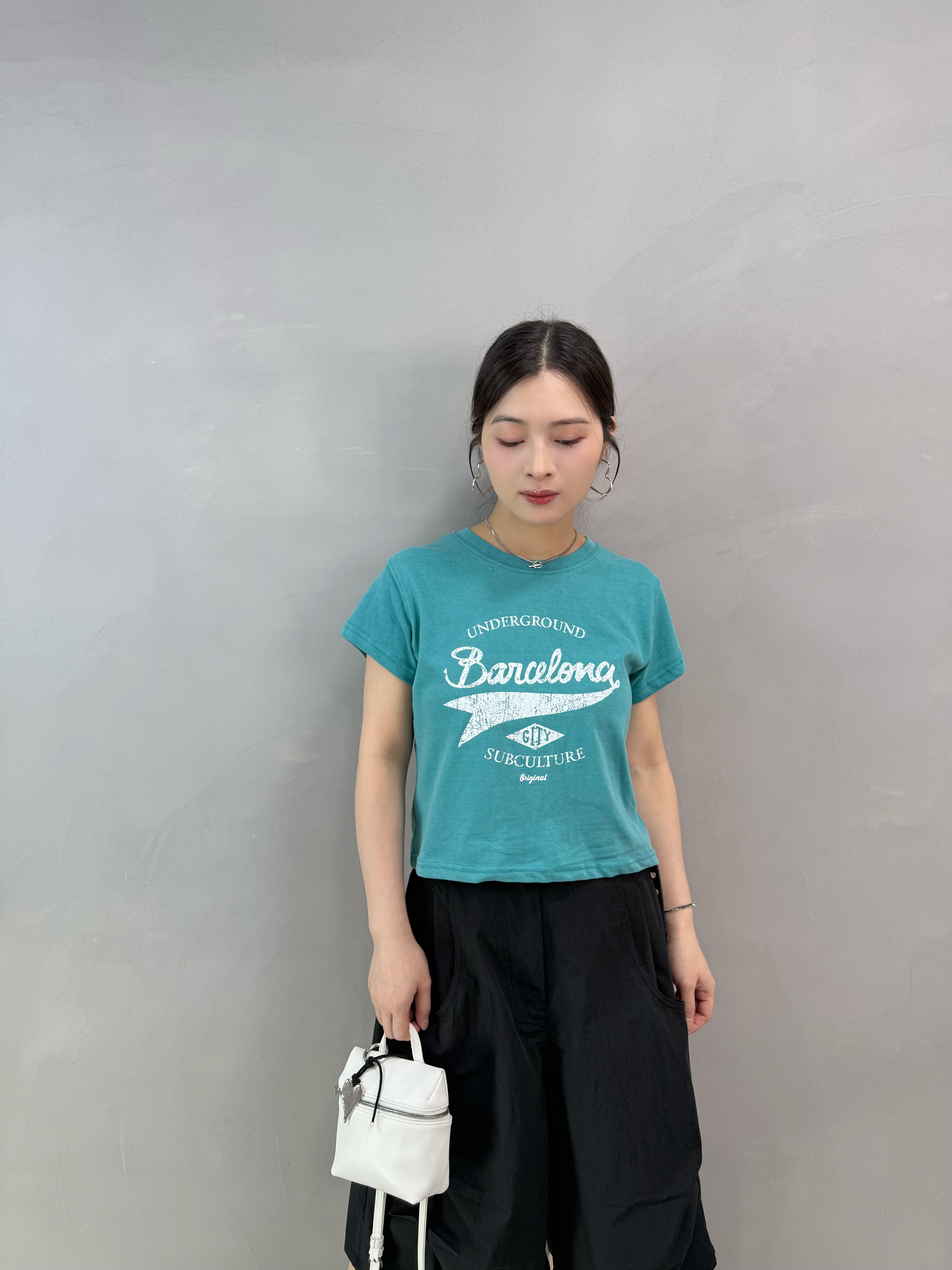 Q73 洗水棉刷色字Tee