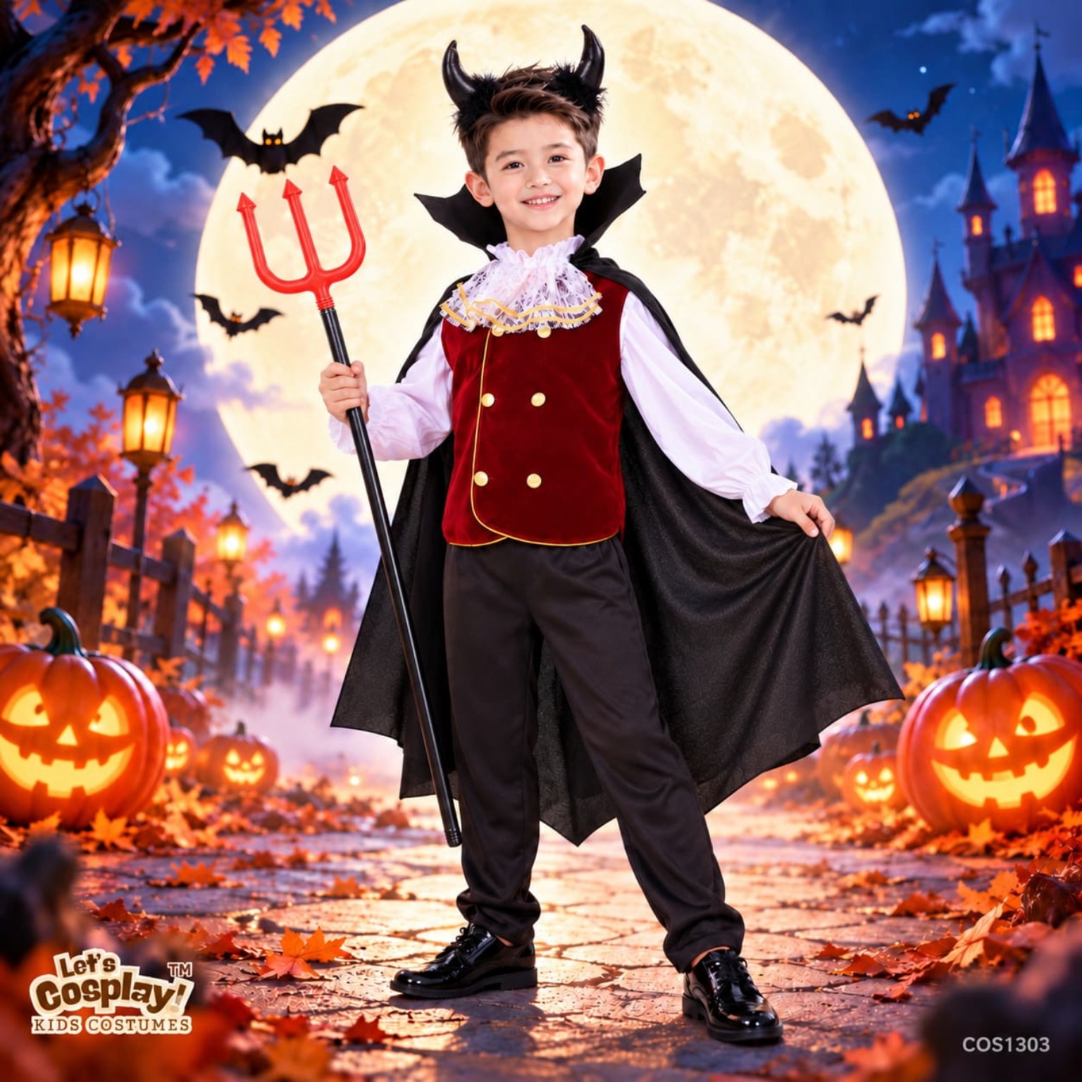 萬聖節魔鬼三叉權杖100cm｜吸血鬼吸血殭屍角色扮演配件 Halloween Devil Trident Staff｜Lets Cosplay HALL1014