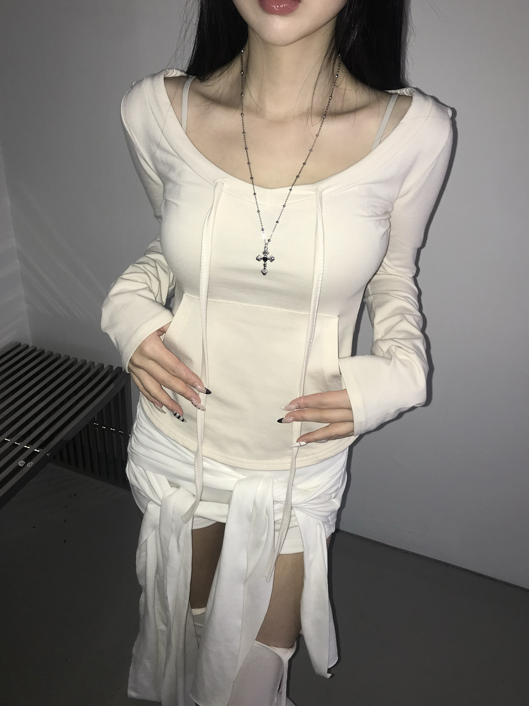 Drawstring Scoop Neck Top