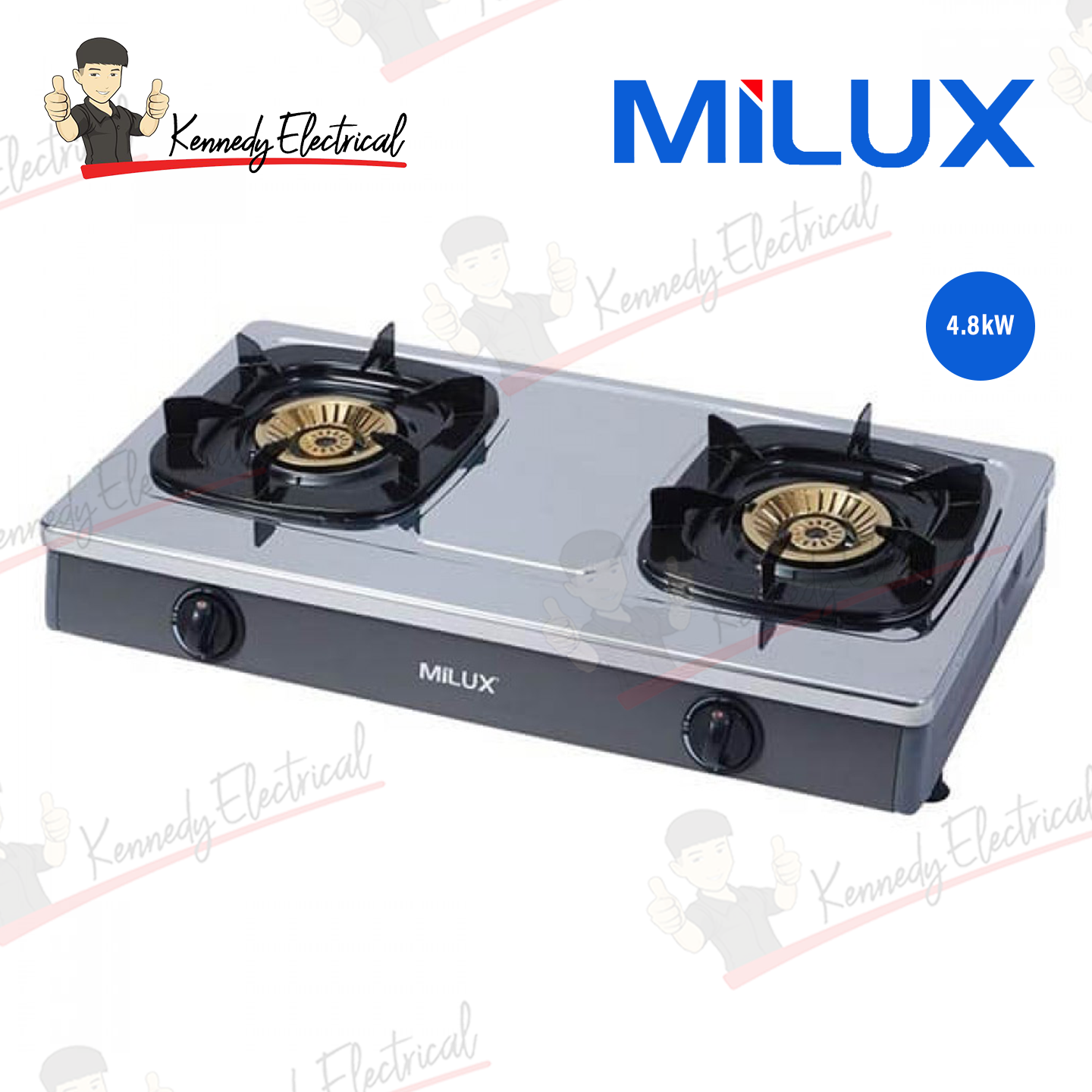 Milux Stainless Steel Double Burner Gas Cooker (MSS-3250)