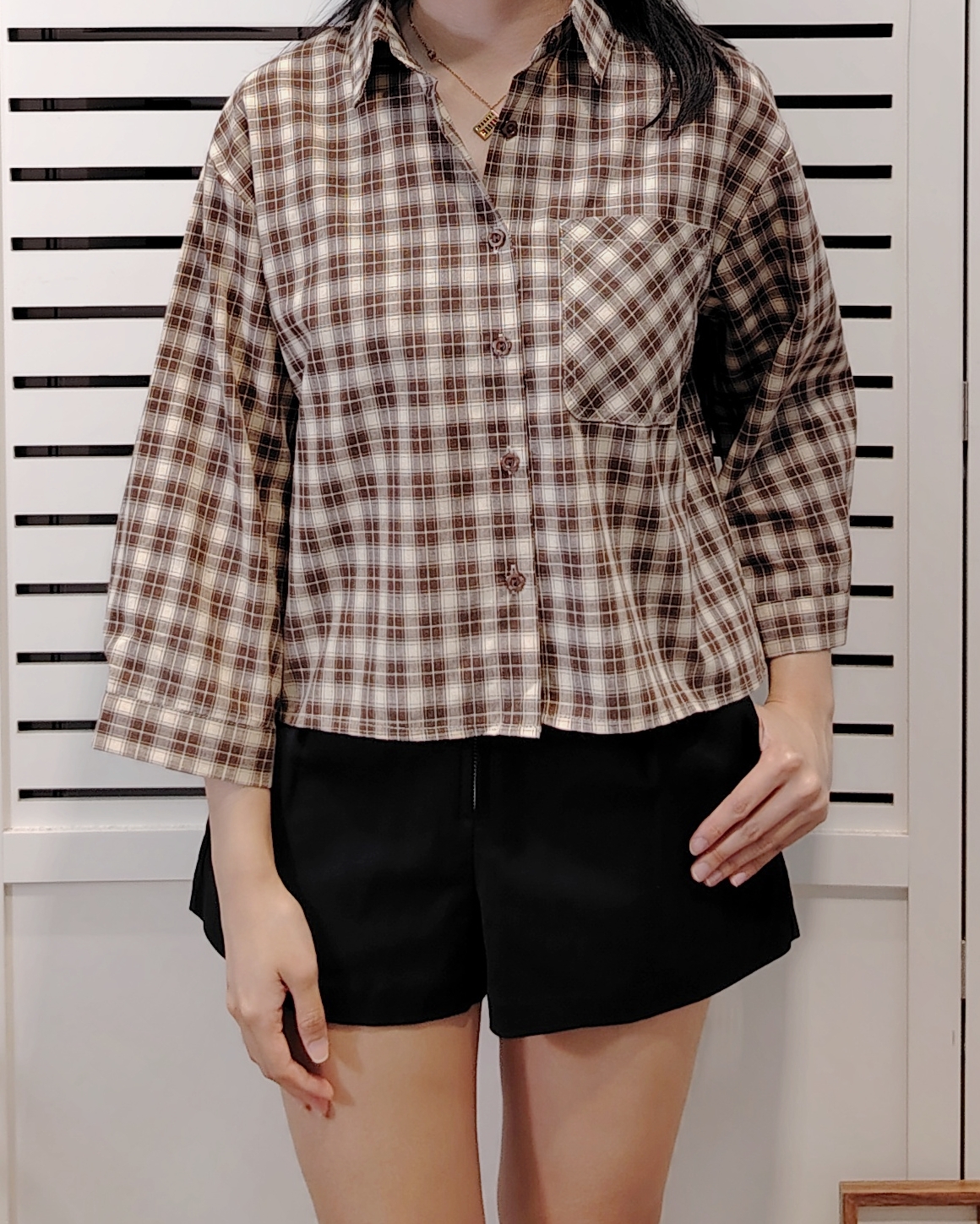 LY602.1 Checked Long Sleeve Collar Shirt