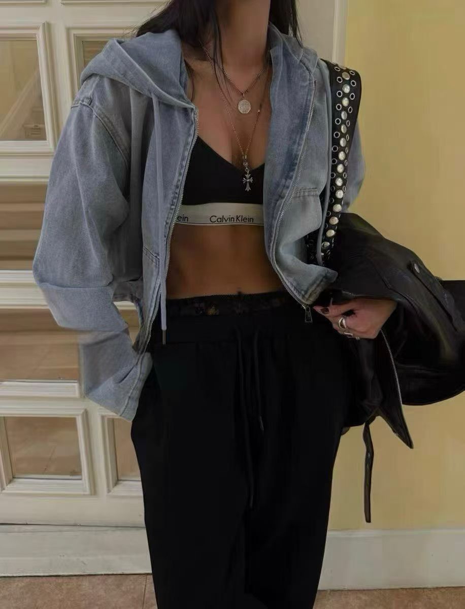 洗水有帽牛仔外套 