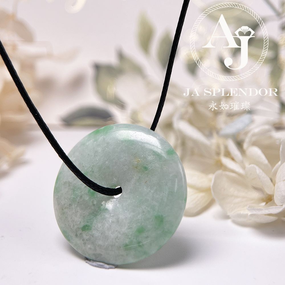 JN-3144 天然翡翠A玉 白底青大平安扣