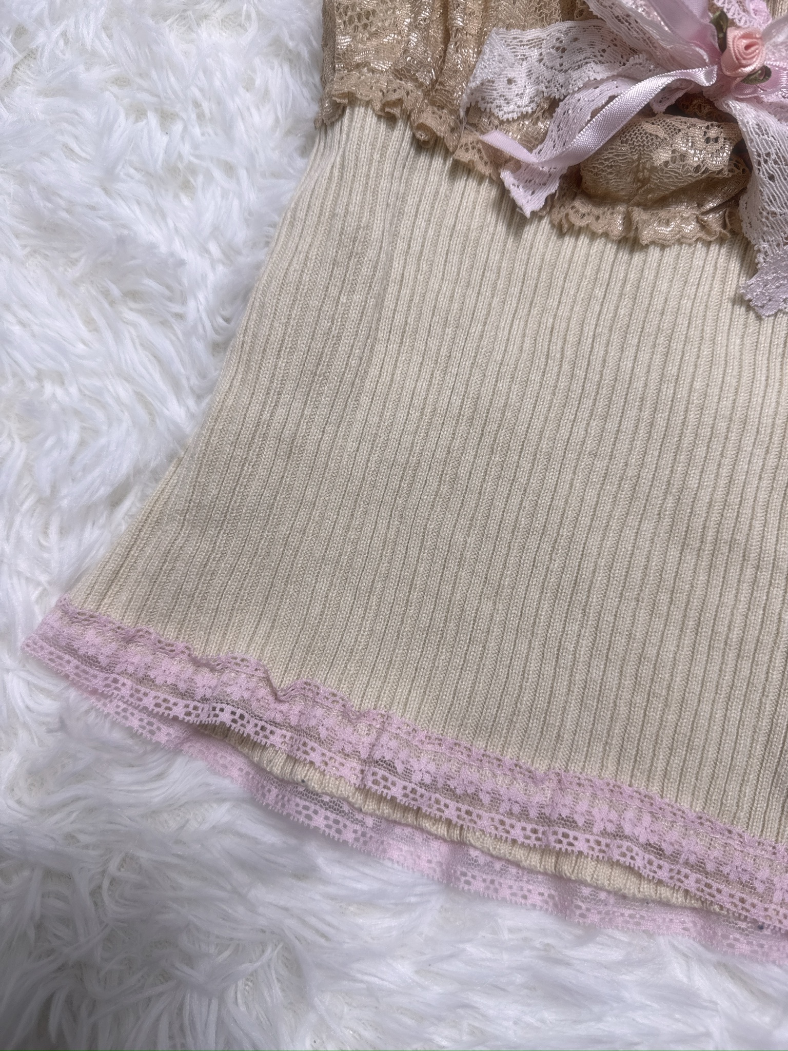 Khaki Balletcore Lace Rose Remade Camisole