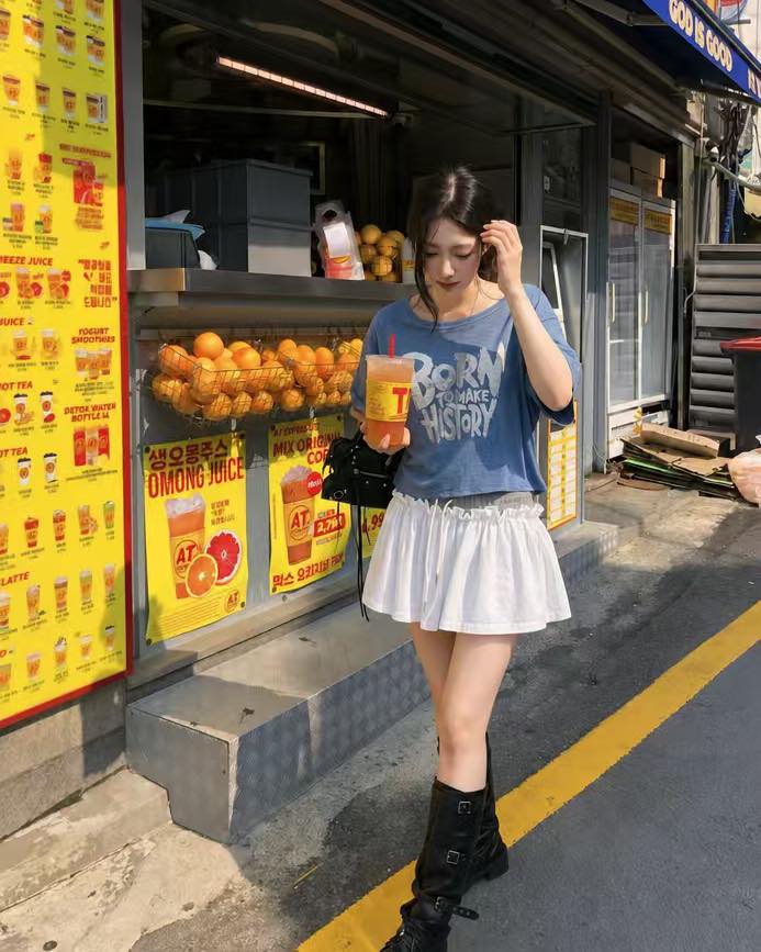 全棉短裝print tee