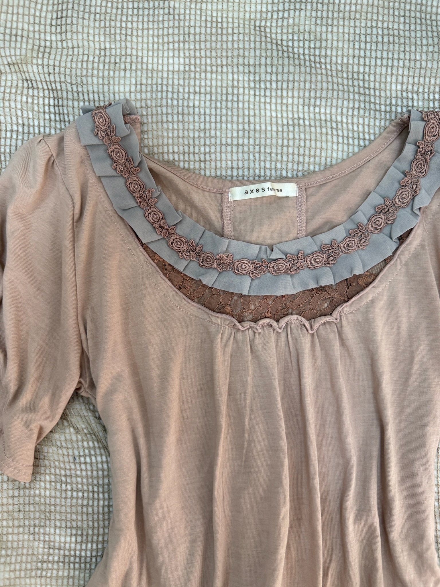 Axes Femme Dusty Rose Corset Back Knit Short Sleeve Top