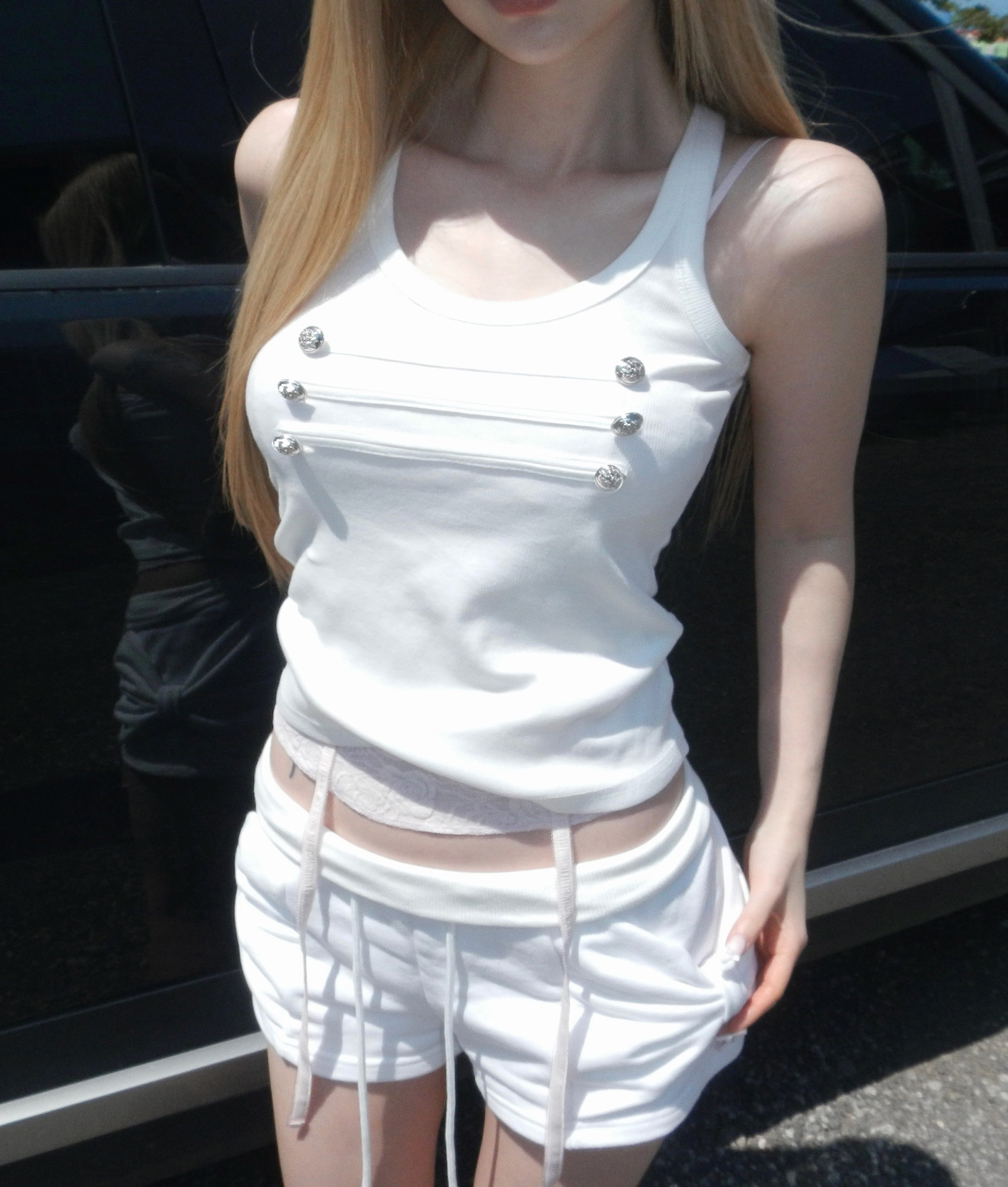 Retro Button-Embellished Tank Top