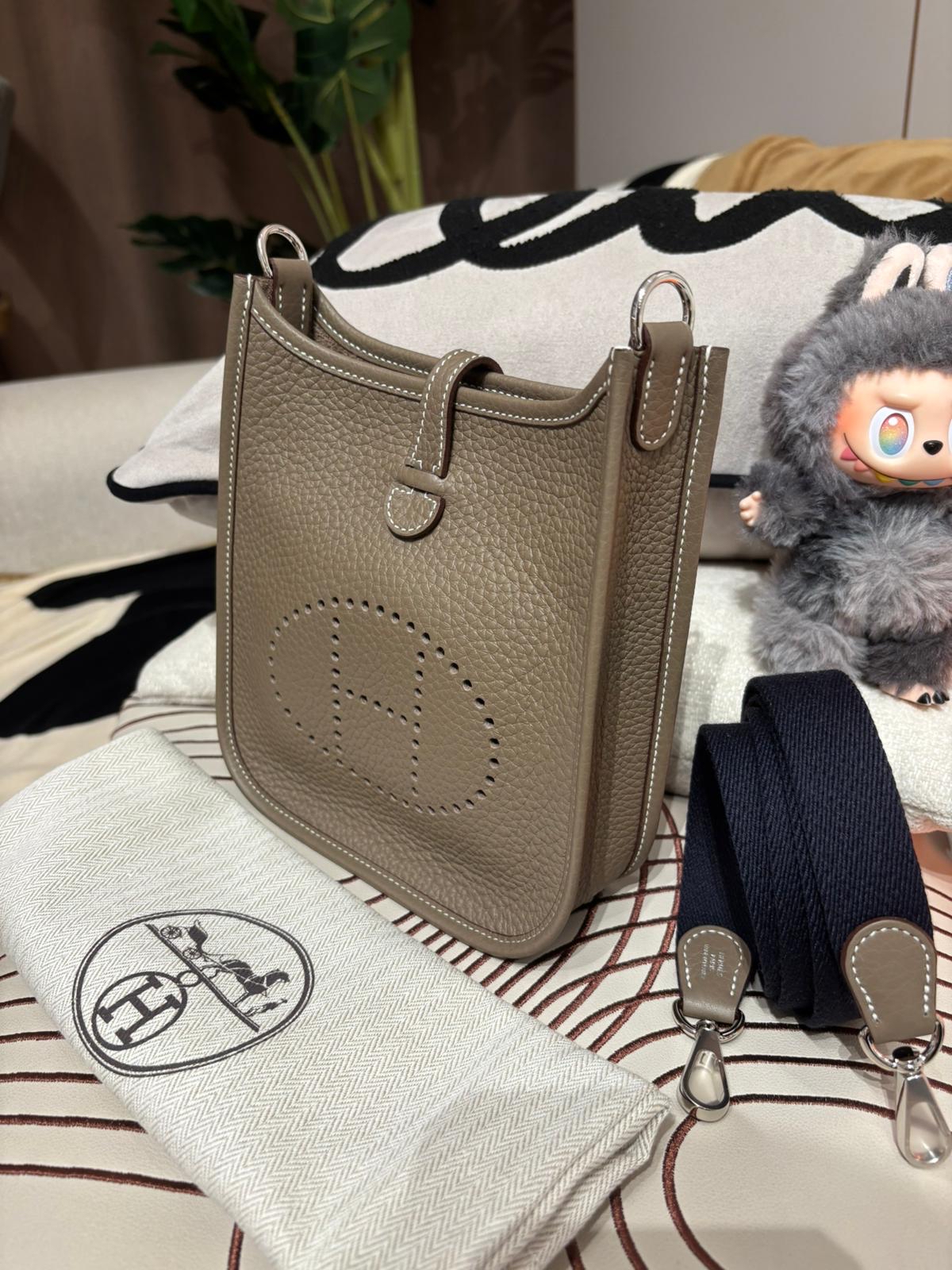 全新 Hermes Mini Evelyne 大象灰銀扣 Stamp K 100%Authentic, Brand New ✅Dust bag ✅Box