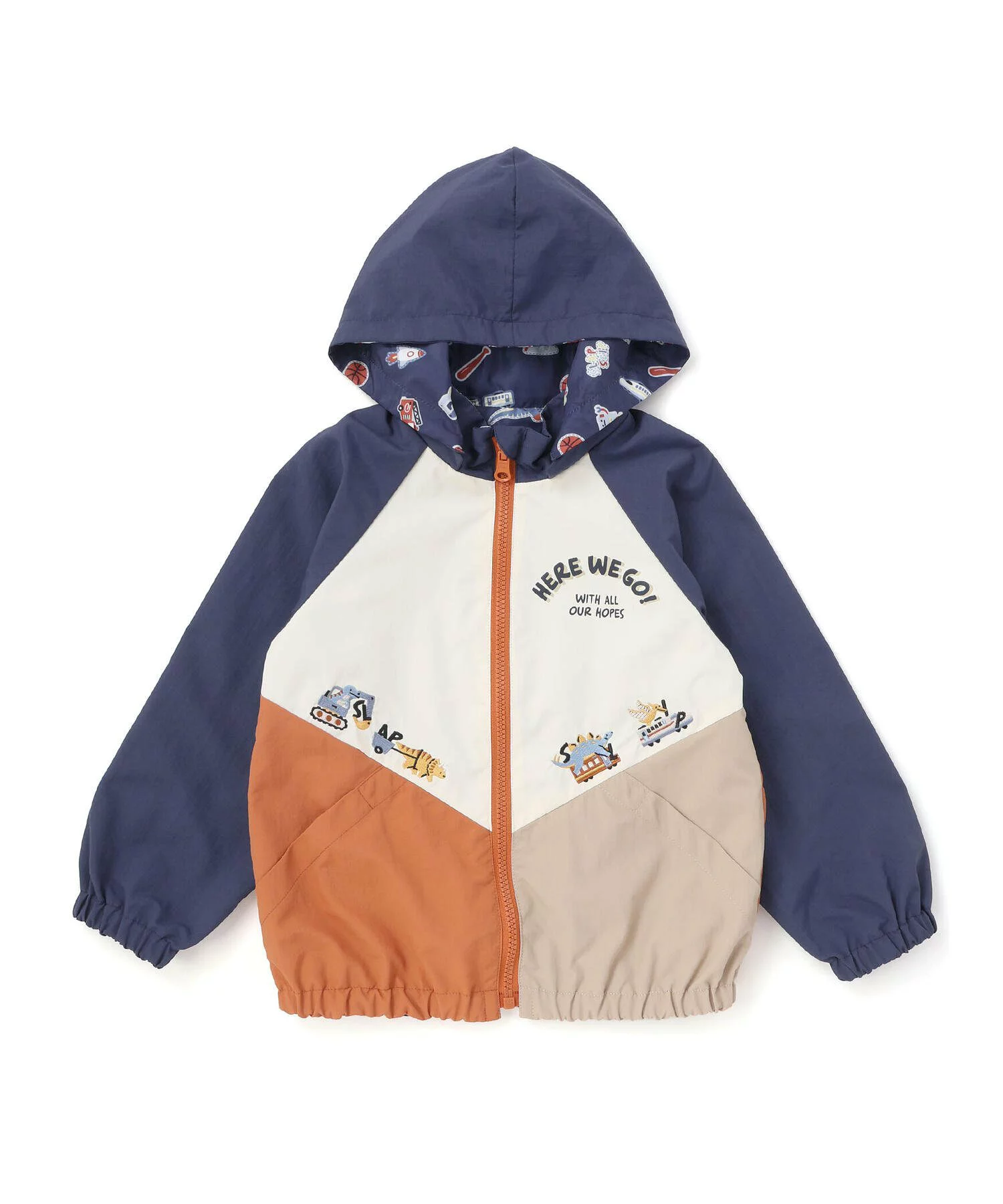 🆕【⭐訂購⭐】🌀 🇯🇵 日本直送 恐龍車輛刺繡 撞色設計/滿版印花 雙面 #連帽風褸［2款選］🌀 [ELJA-0208][261023]