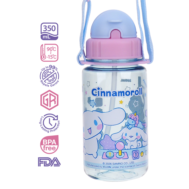 Cinnamoroll 350ml BPA Free Water Bottle With Straw & Neck Strap 膠水樽連飲管及頸繩
