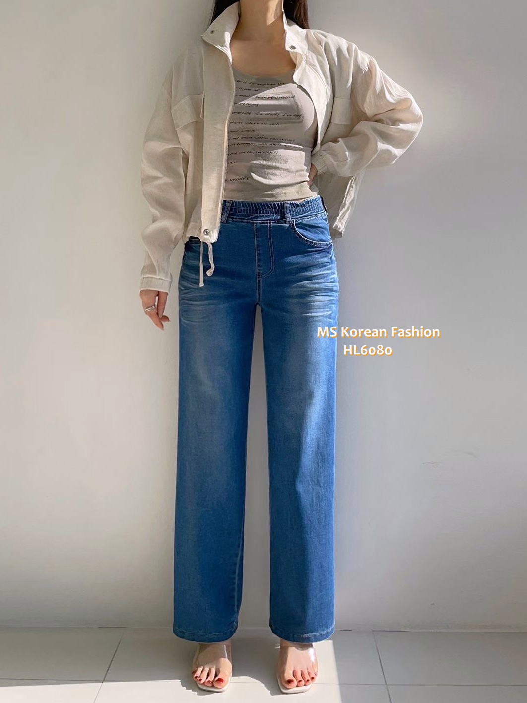 HL6080 韓國🌼Howluk春版牛奶面料闊筒牛