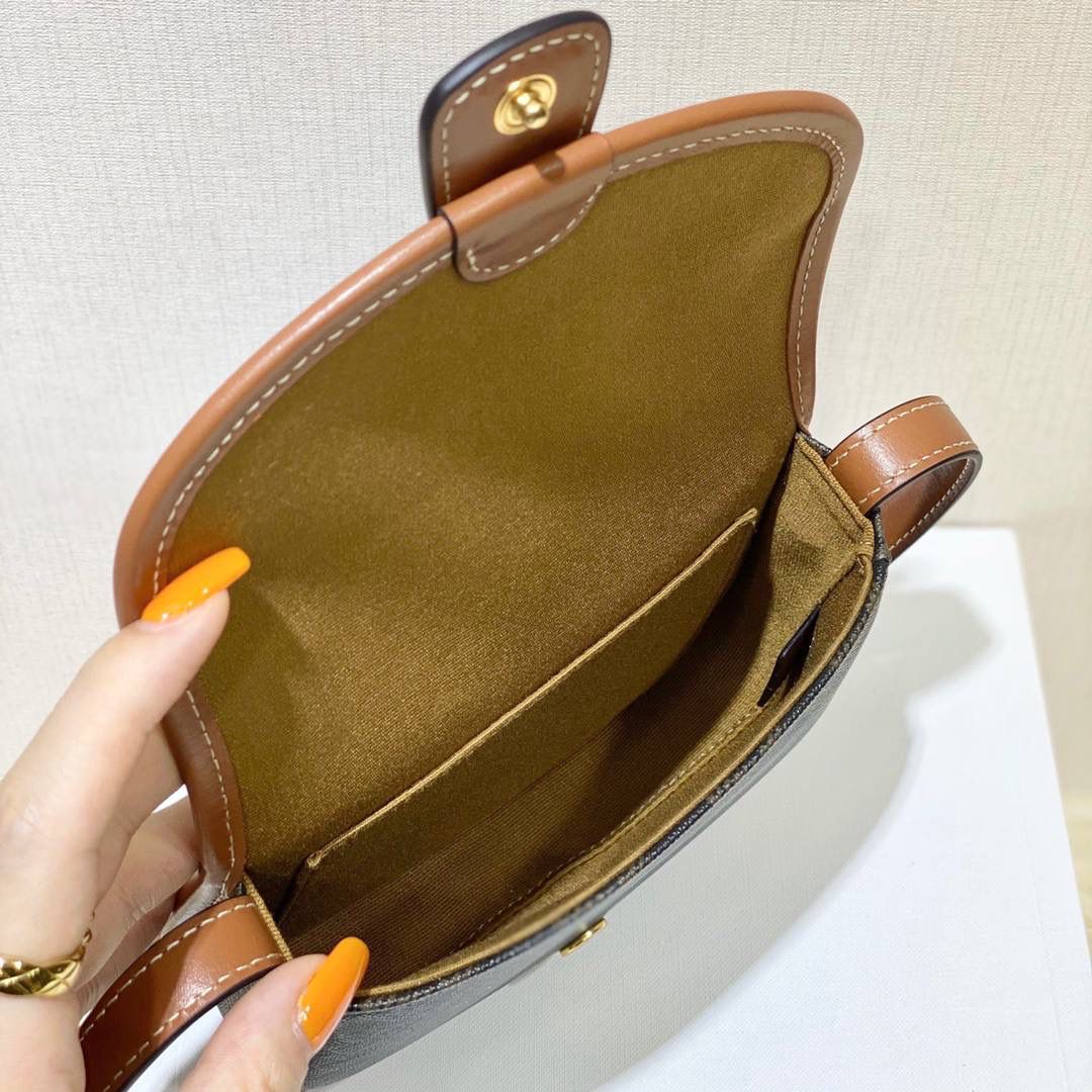 🔥大货实拍图 𝗖𝗘𝗟𝗜𝗡𝗘 ♥ 𝗧𝗥𝗜𝗢𝗠𝗣𝗛𝗘 𝗖𝗔𝗡𝗩𝗔𝗦 𝗕𝗘𝗦𝗔𝗖𝗘 嗨～复古老花yyds新草报道～圆滚滚的小马鞍很是讨喜🤩～ 型号：196702 尺寸：15*11*4cm