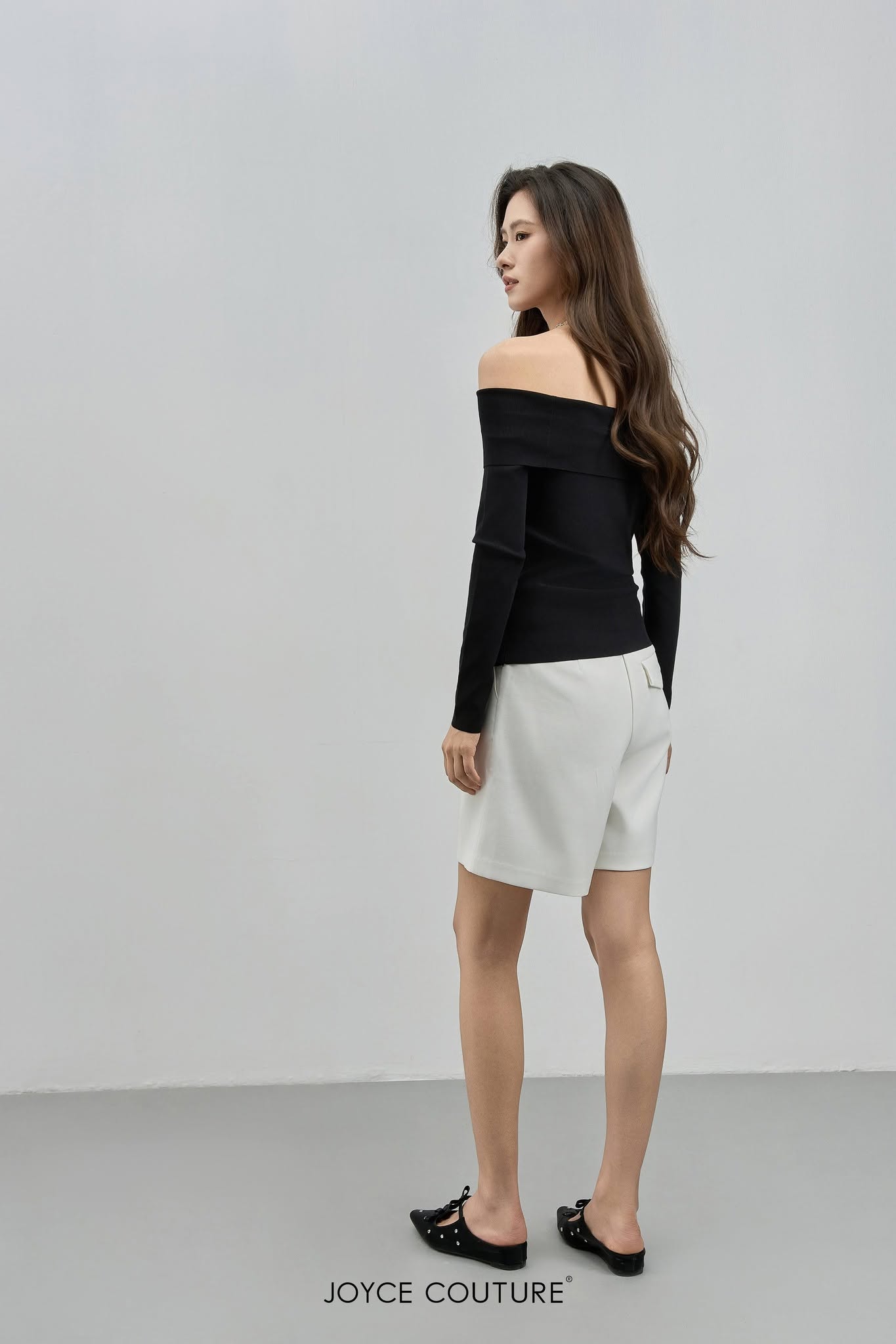 一字肩长袖上衣 T0697