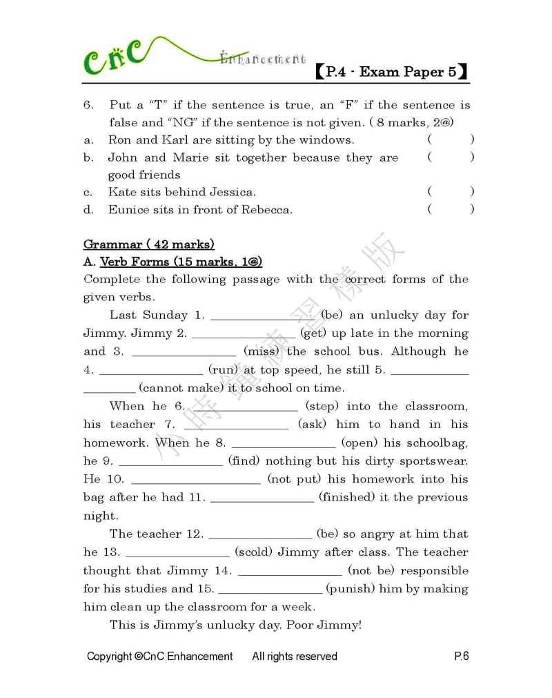  模擬試卷 (四年級)