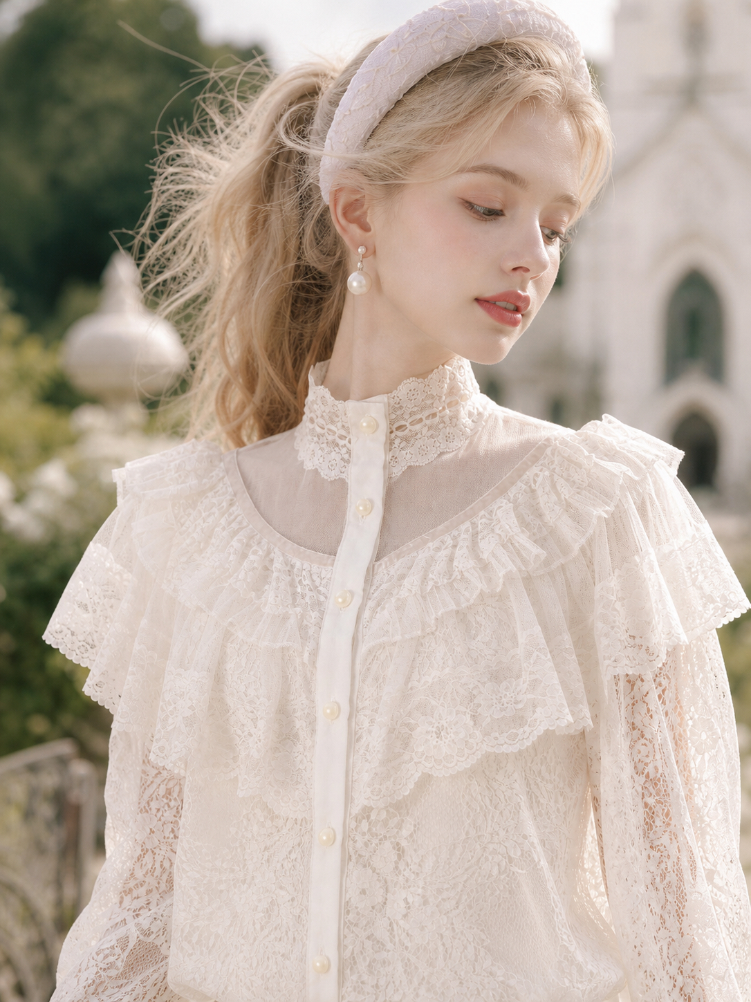 時光縫隙裡的白雪Angel Victoria Lace Blouse