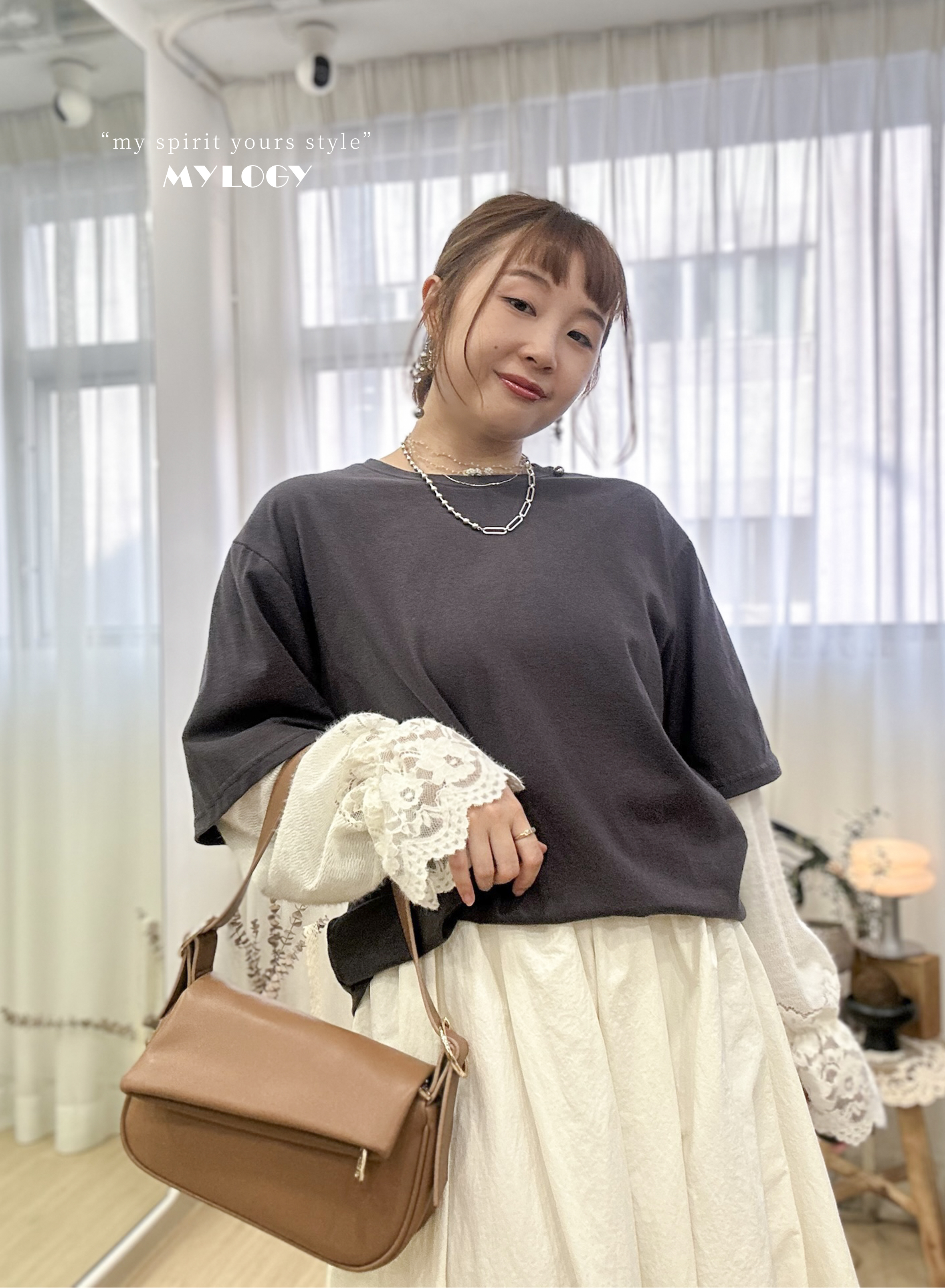 很懶但我很浪漫～假兩件Lace拼接Tee AI0001