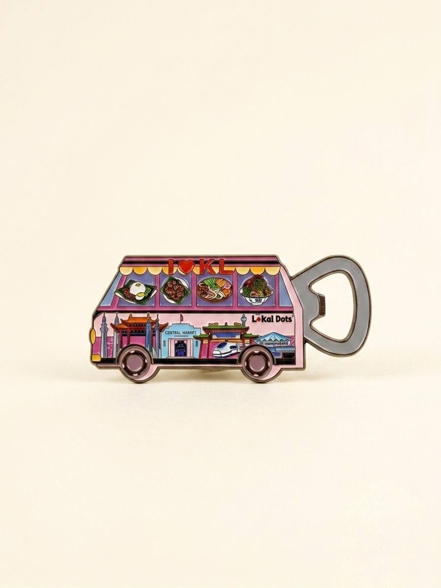 LD49 - Enamel Magnet Bus Mini Bottle Opener 