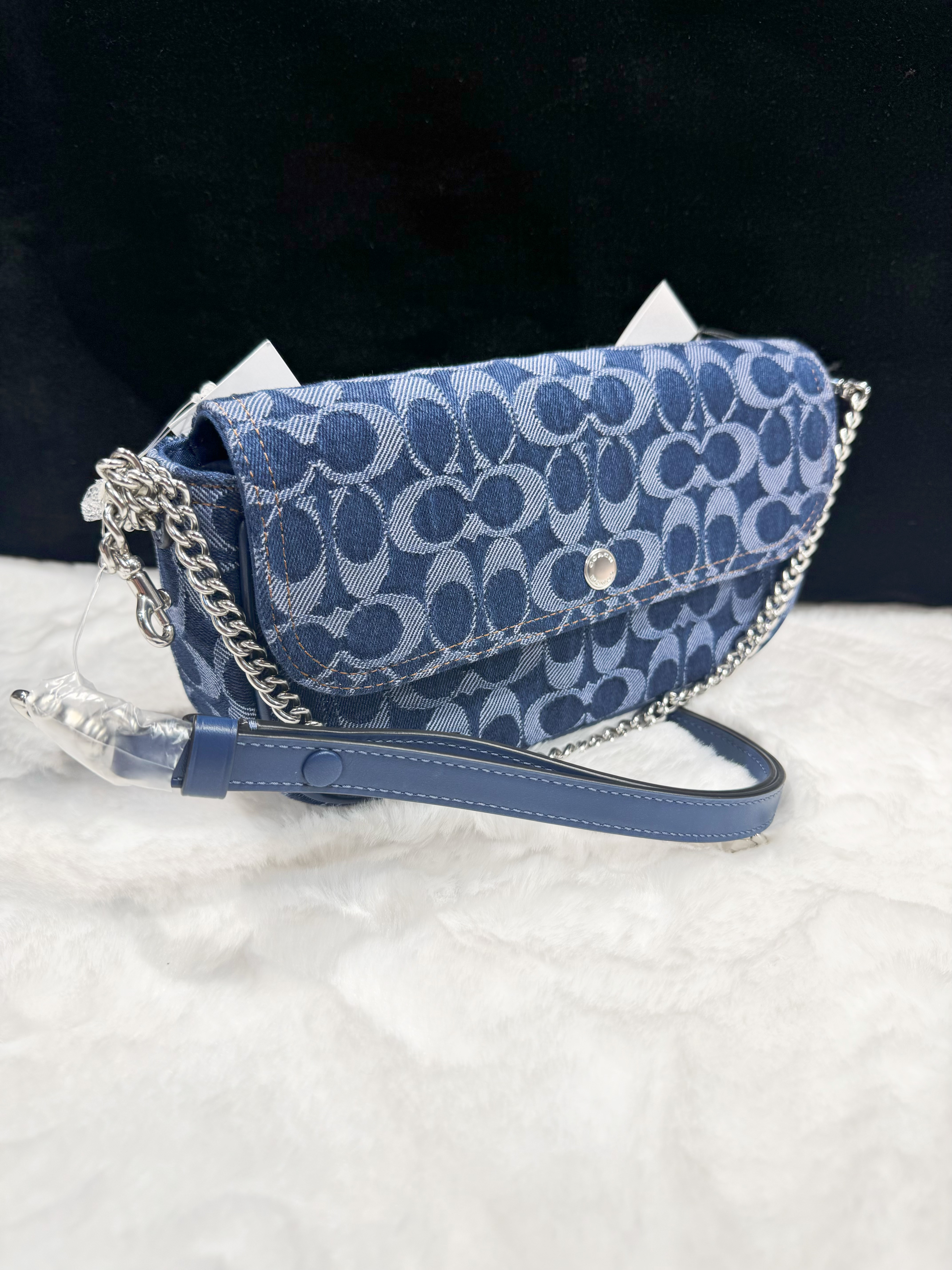 Coach Brook flap chain bag denim/m