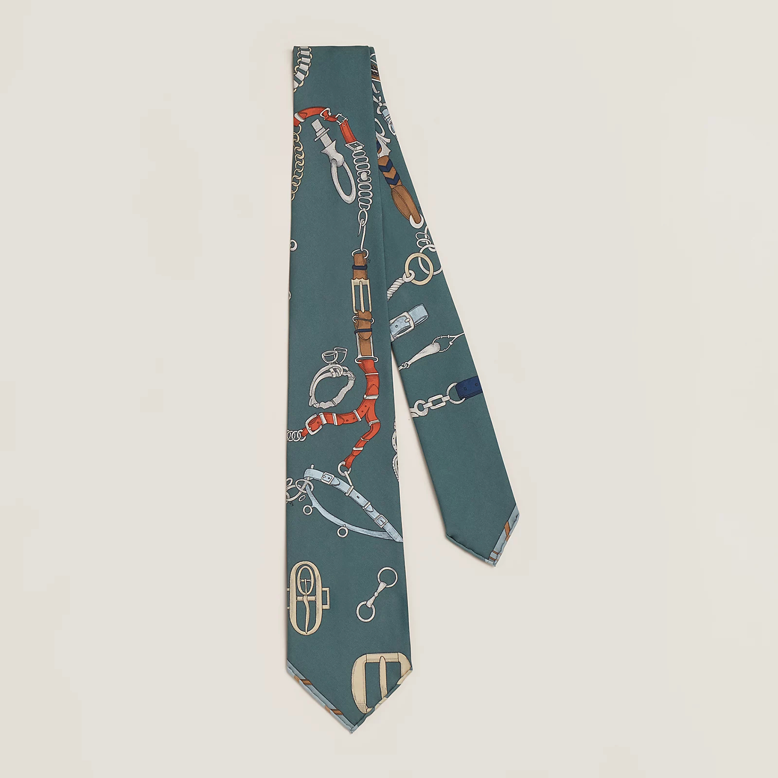 Hermès 全新🆕 100%絲 Les Chevaux Dechaines圖案 Tie