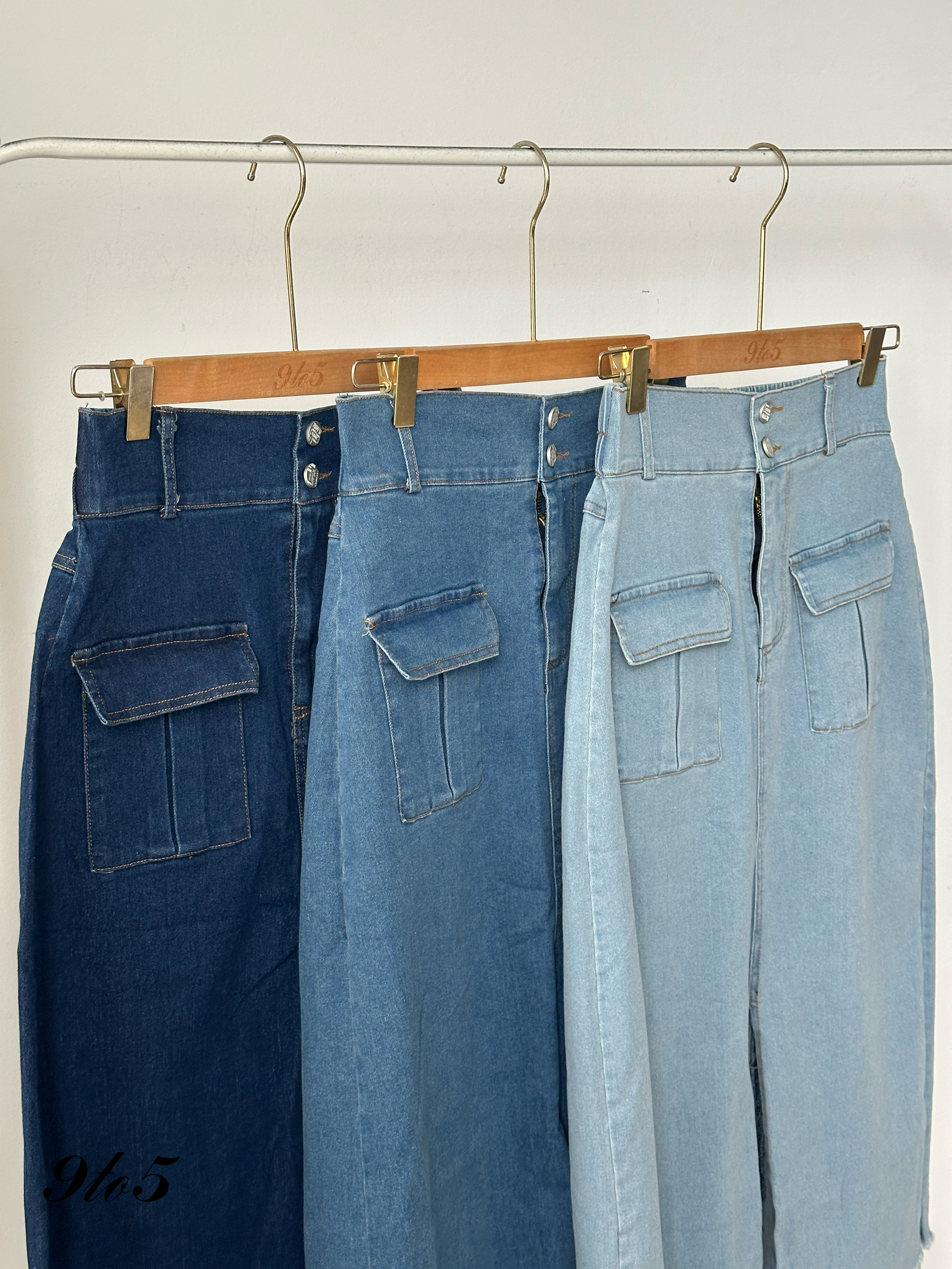 S1815 Denim Splited Skirt - 3 Colors 