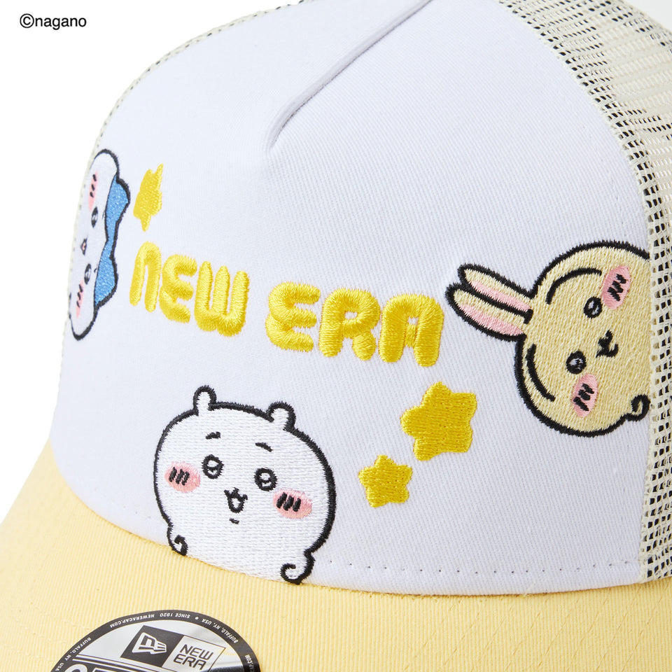 New Era Kids Youth 9FORTY A-Frame Tracker Chiikawa / Chiikawa, Hachiware, and usagi Design, White/Soft Yellow