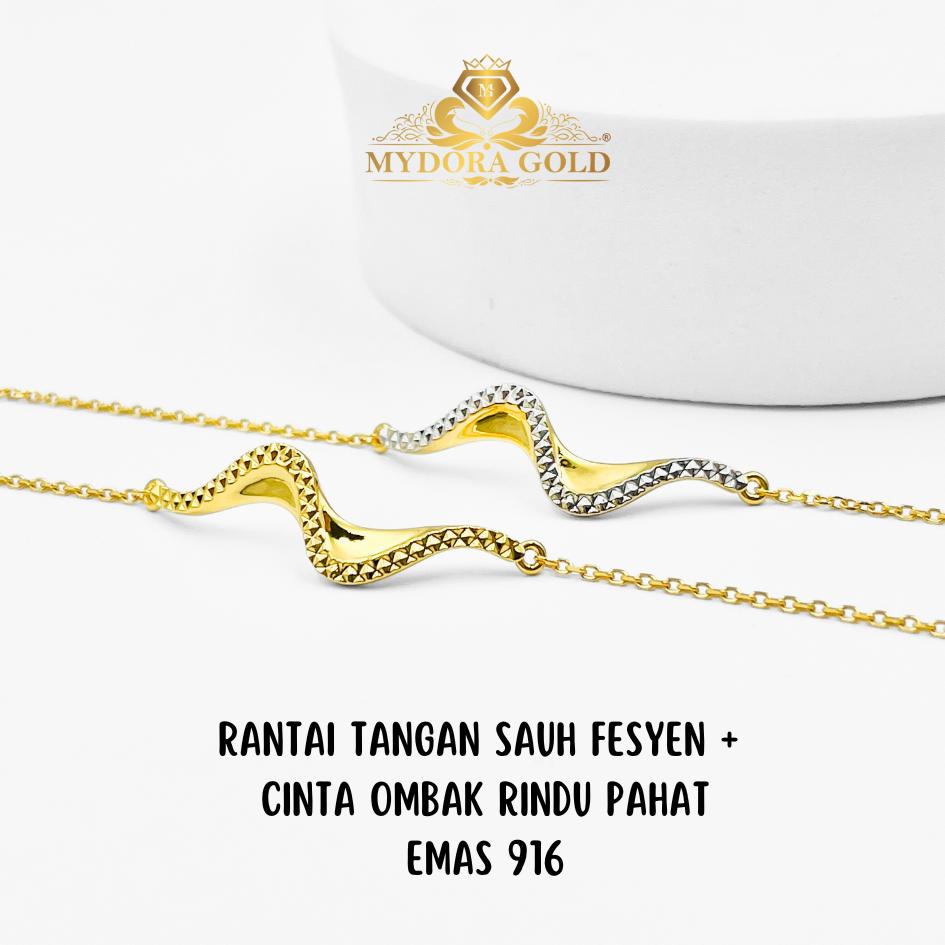 MYDORA Rantai Tangan Sauh Fesyen + Cinta Ombak Rindu Pahat l EMAS 916/22K