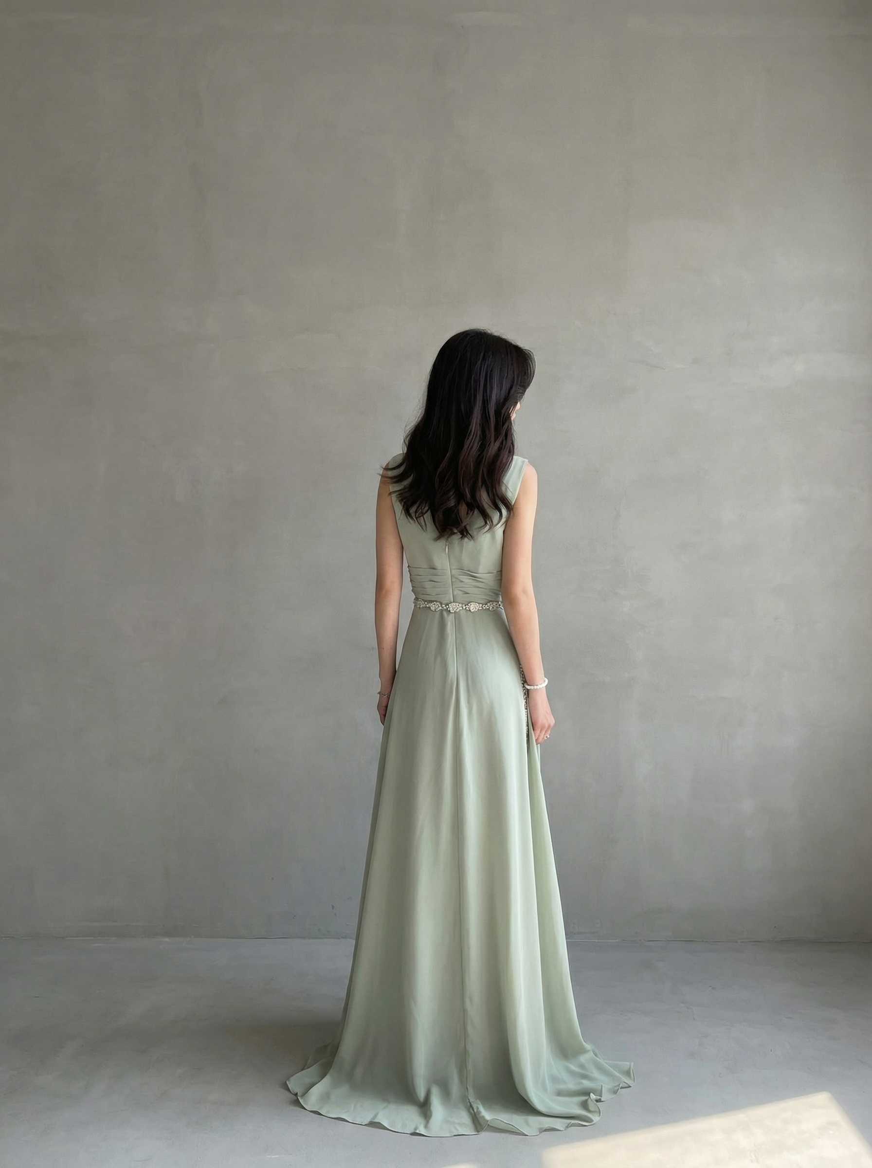 優雅女神風：飄逸雪紡連身褲 (珍珠腰帶需另外購買)