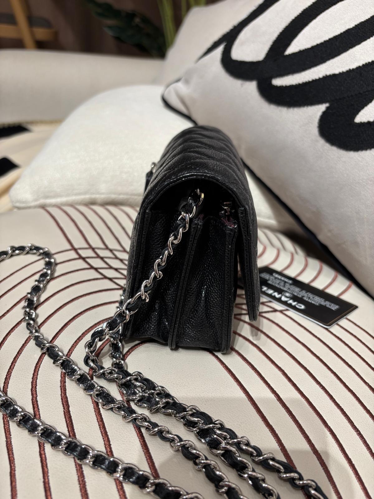 Chanel wallet on chain mini woc 黑色荔枝牛皮 100%Authentic ,95%new ✅card  ✅Box