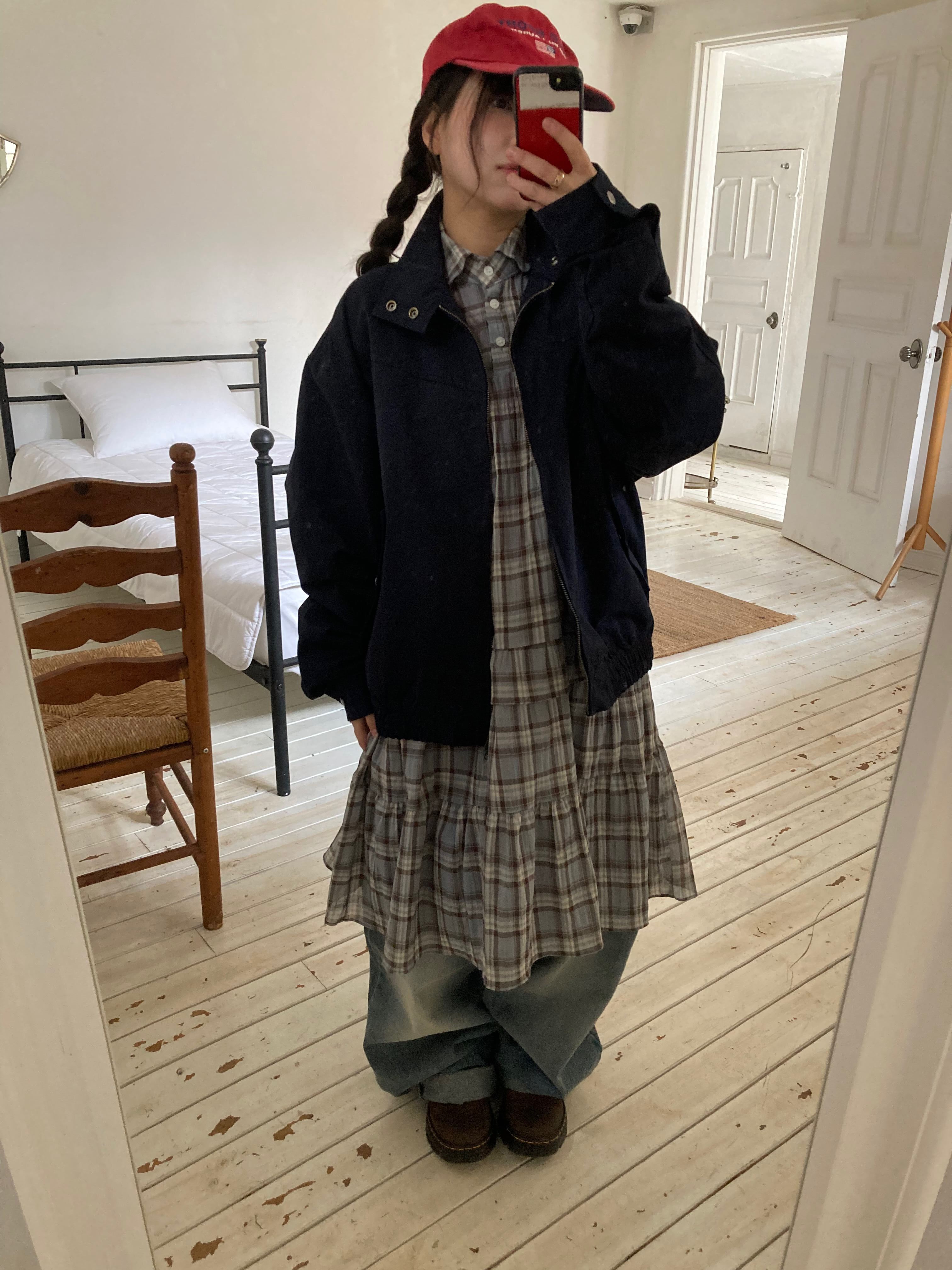 monday check layered dress