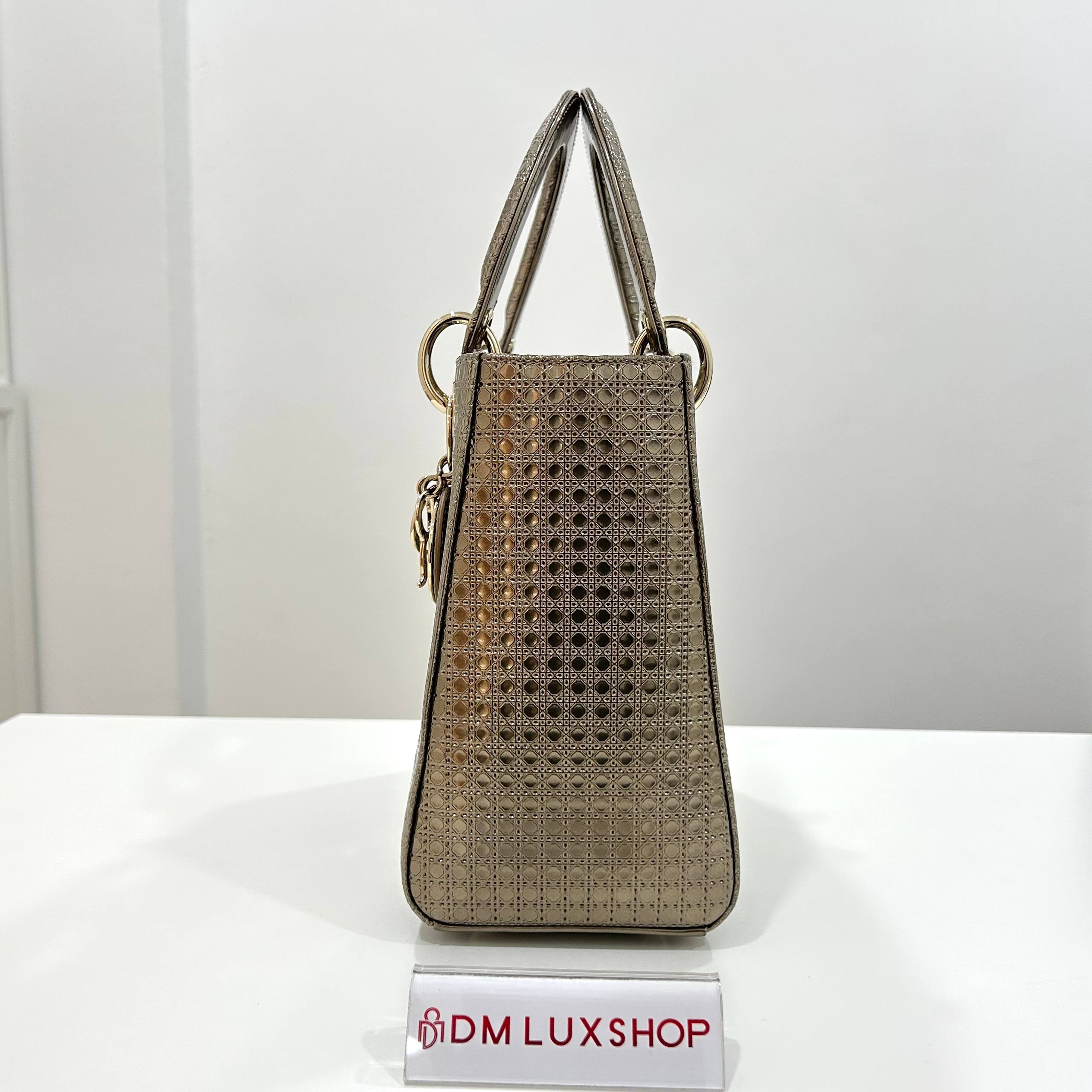 Dior Lady Dior Metallic Medium Champagne GHW