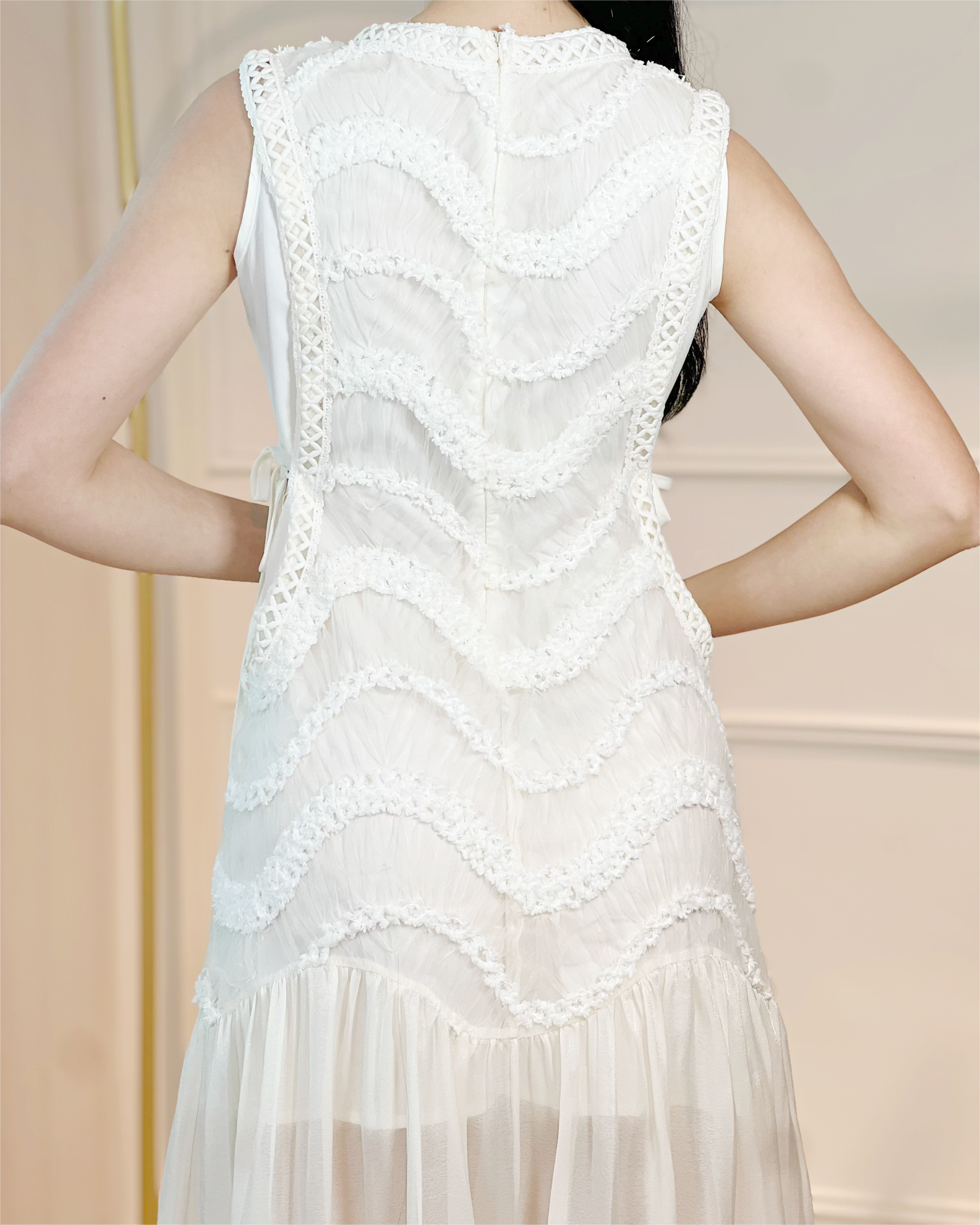 5078 Eleanor Sheer Embroidered Midi Dress