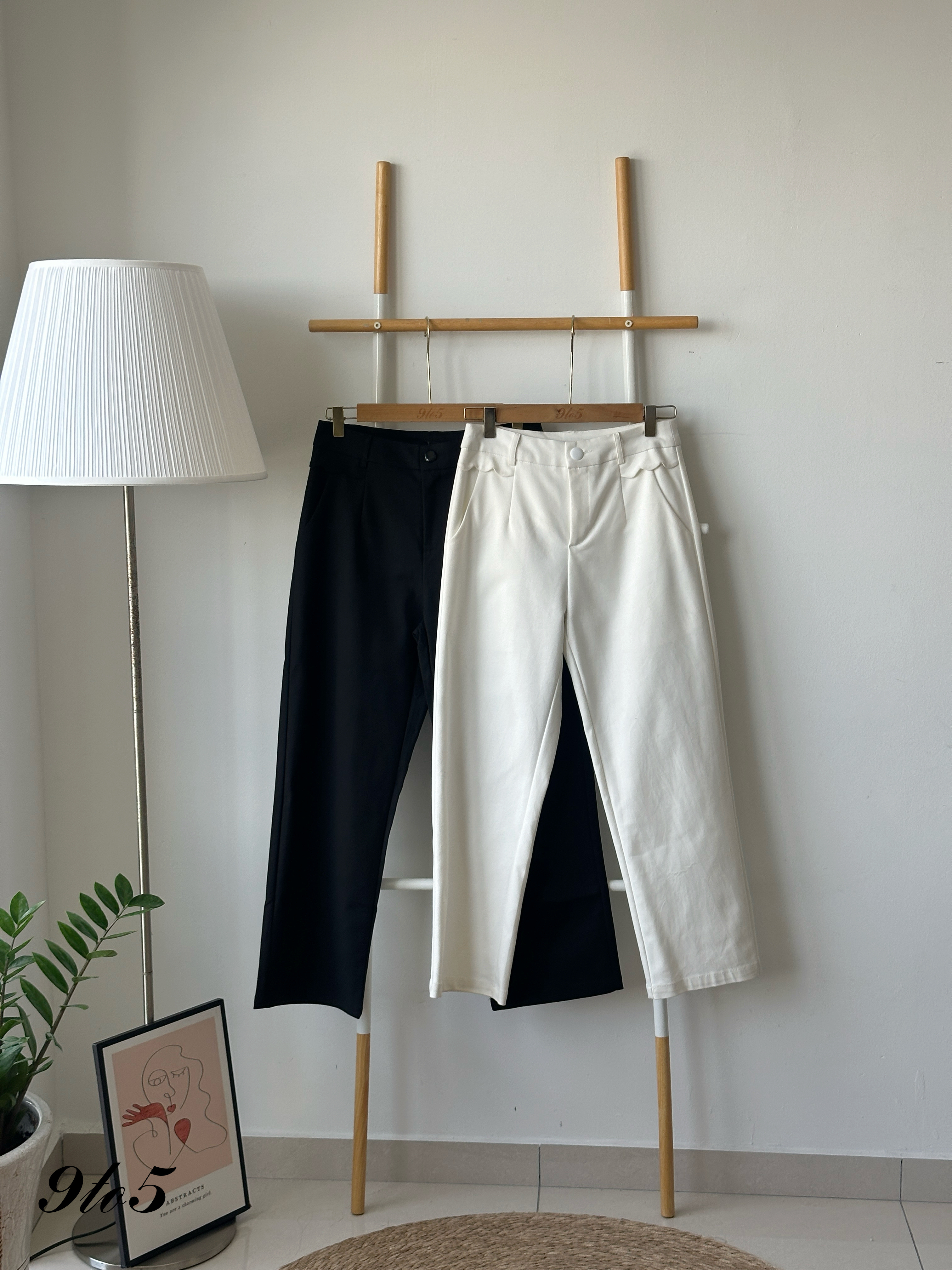 S1881 Long Straight Pants - Black & White