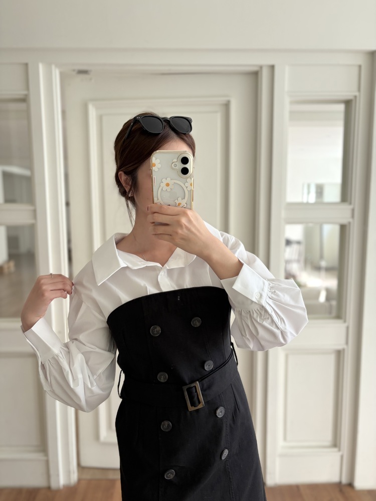 Belted Short Trench Dress (Black)