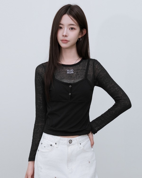 MuahMuah SEE THROUGH LAYERED KNIT LONG SLEEVE