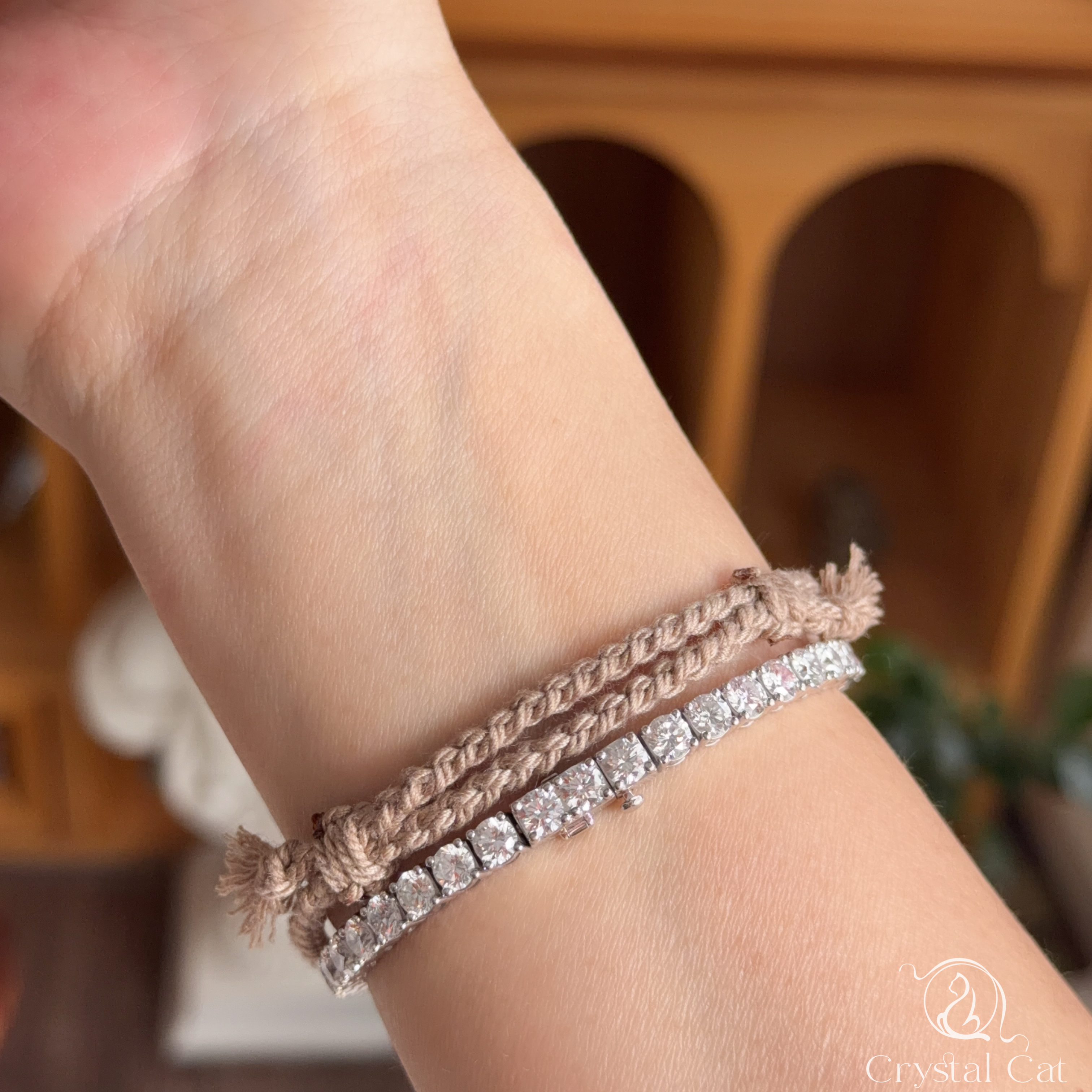 純銀貔貅+天然翡翠平安扣襯手绳