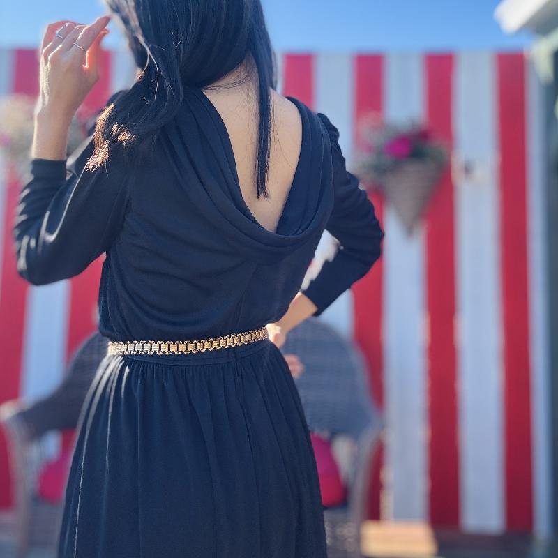Vintage 1980s Little Black Dress with Back Drape Detail(MT2528)
