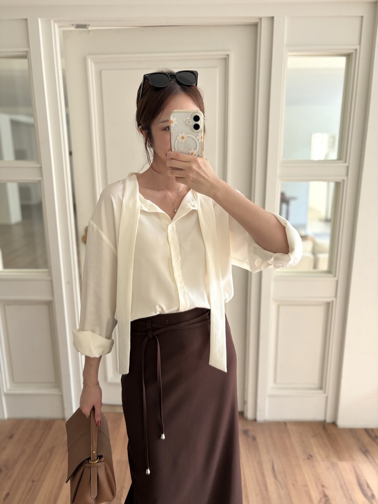 Double-Loop String Belt Skirt (Brown)