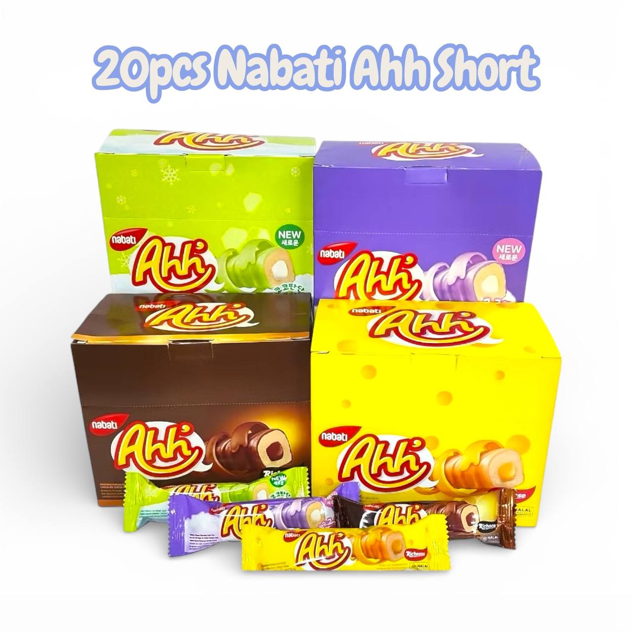 (AHH /Short) 20pcs x6.5g Nabati Richeese Richoco Ahh' Extra 20% [Cheese / Chocolate]