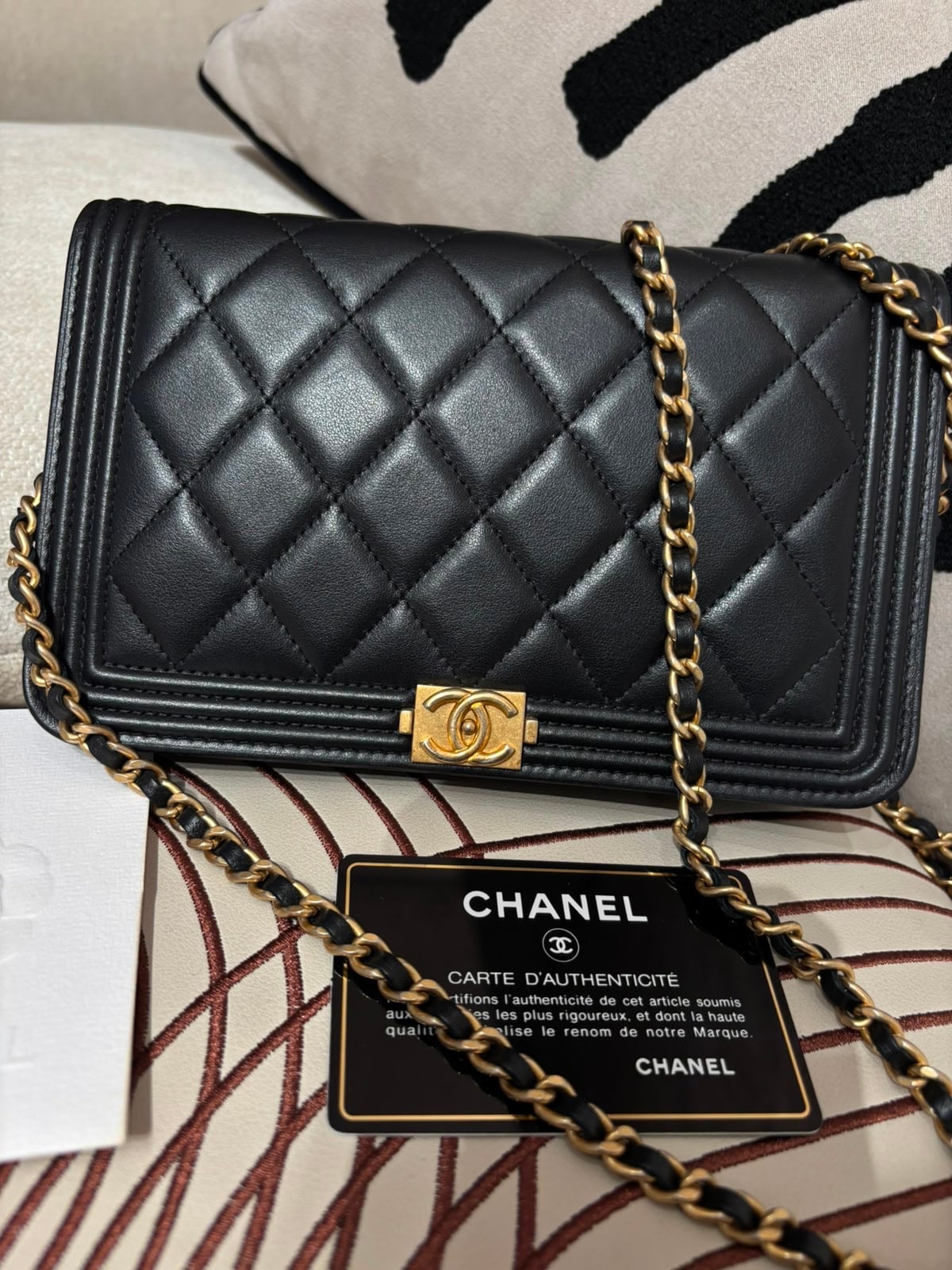 Chanel Boy Wallet On Chain woc 黑金100%Authentic, 92%New ✅26Card✅Dust bag
