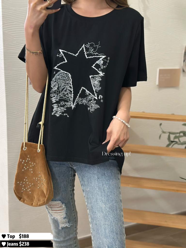 幸運星｜背面拼百摺上衣