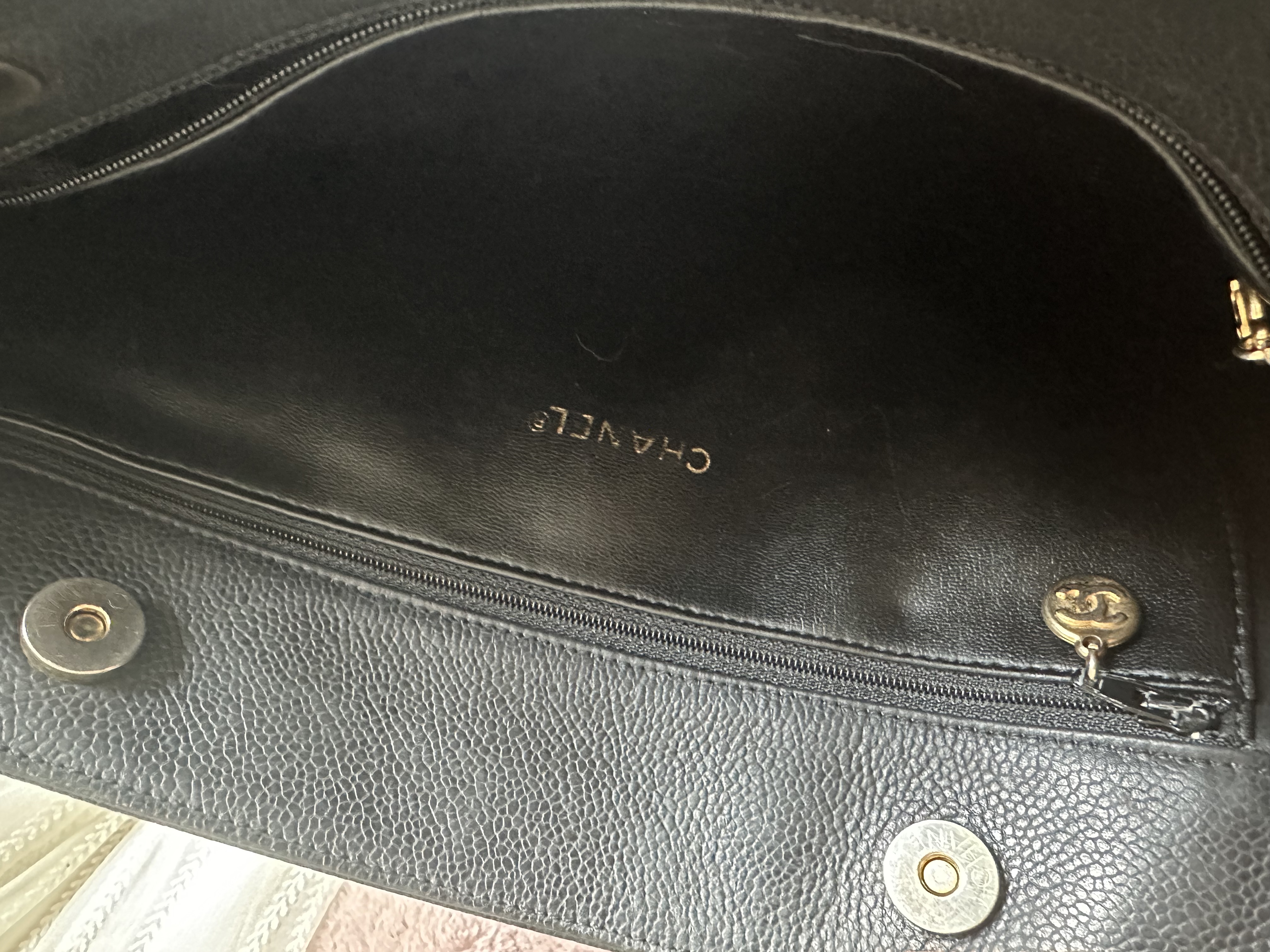 vintage chanel black caviar shoulder bag /tote bag 