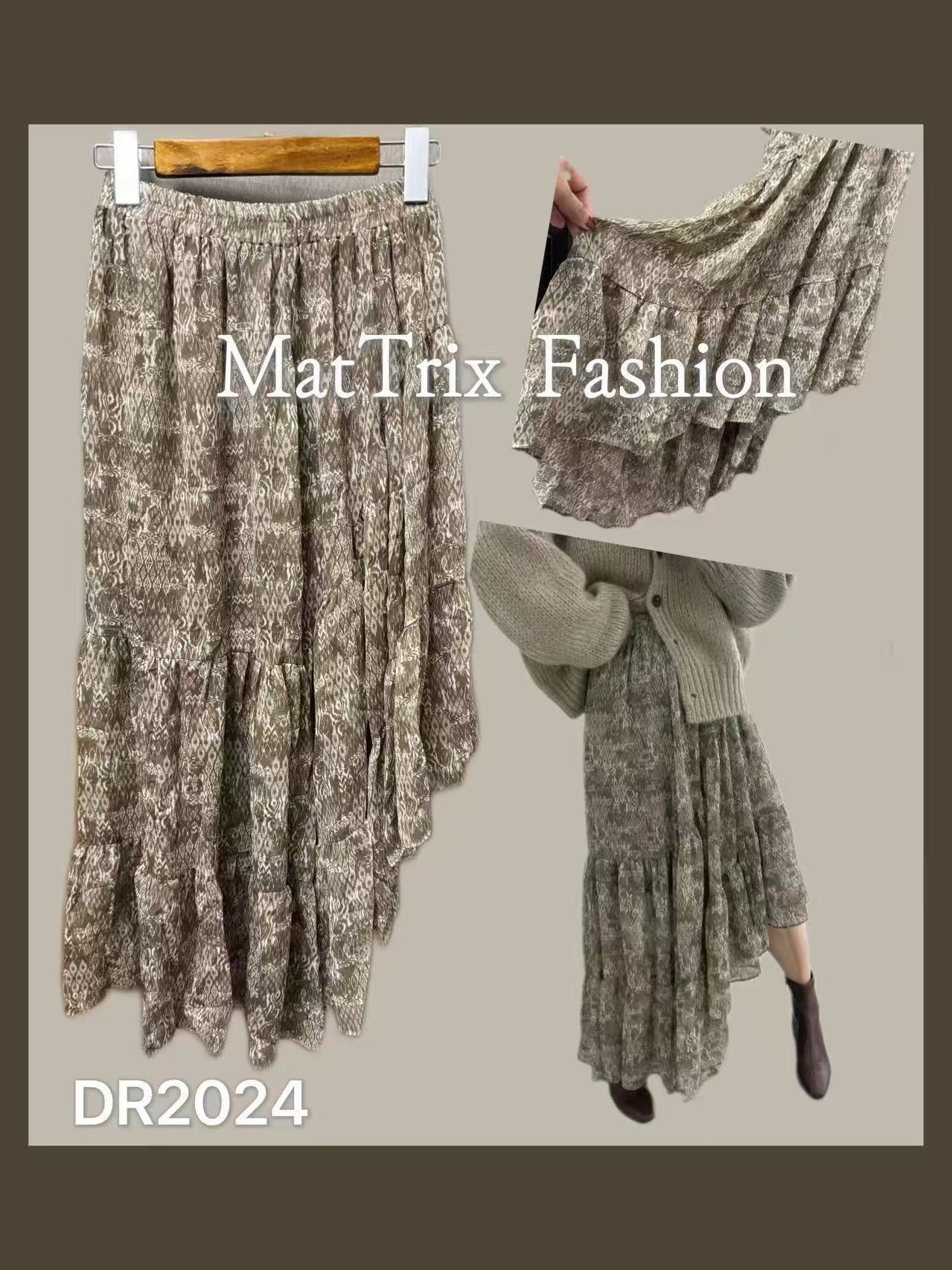DR2024 雪紡斜cut花裙 原價$459，