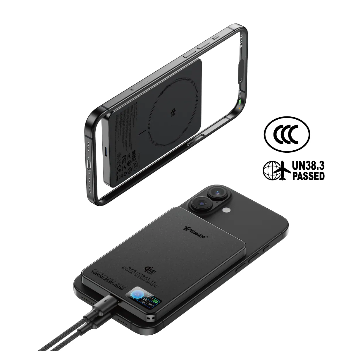 CCC | 3C認證 XPower MagFlight10 M17 鋁合金半固態TFT彩屏顯示 QI2.2 25W/30W 10000mAh 磁吸行動電源