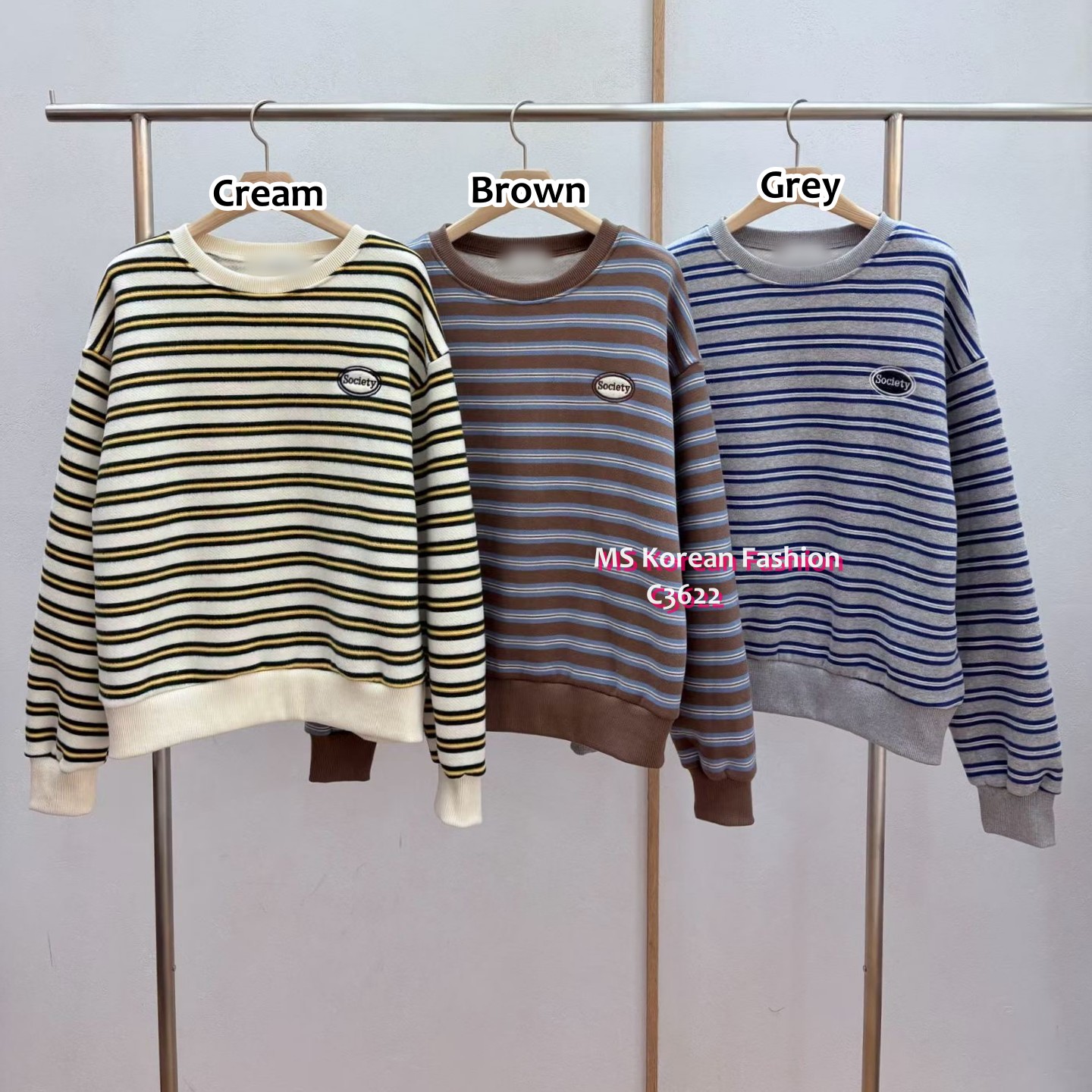 C3622 韓國🇰🇷靚色橫間衛衣